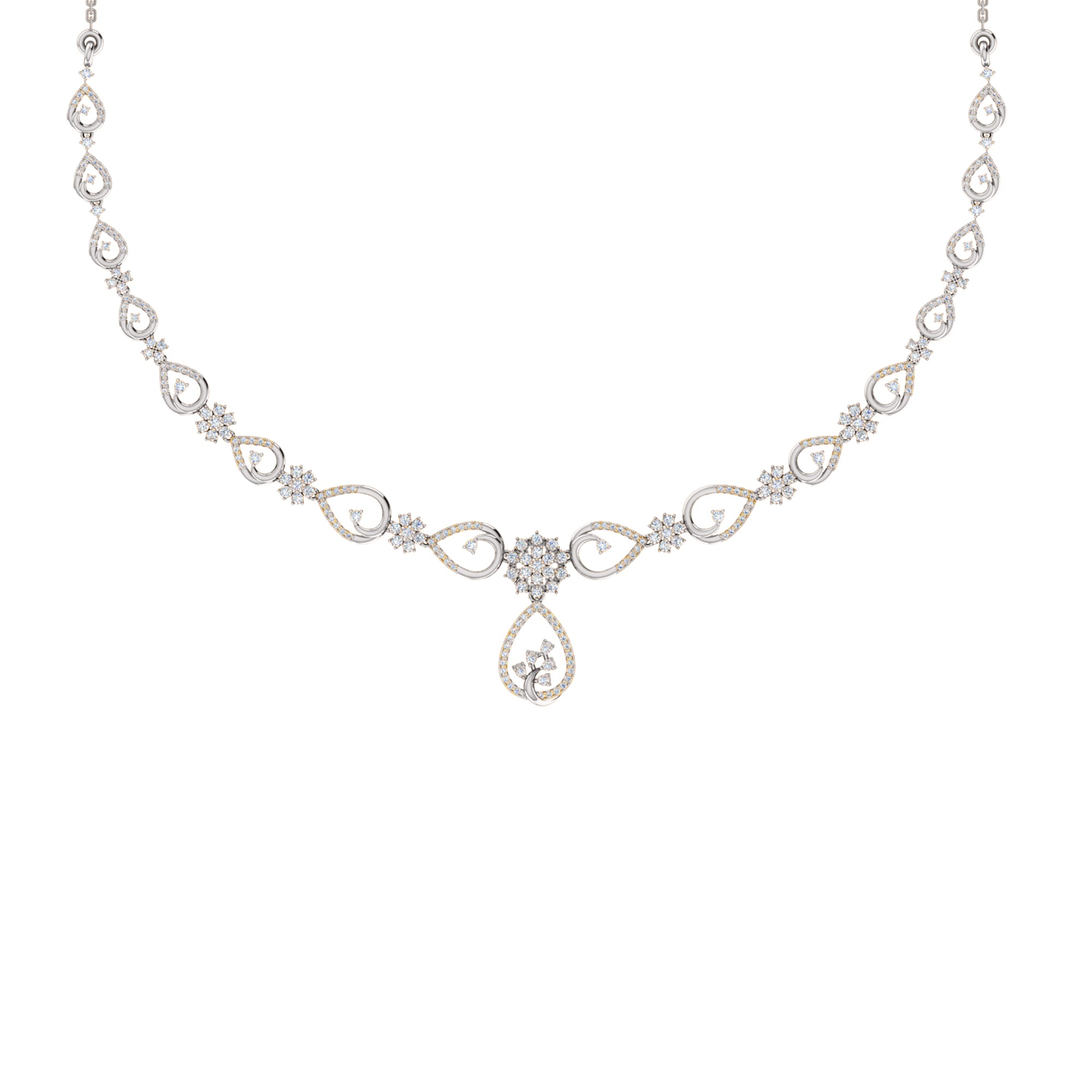 قلادة RKC 2.7 قيراط مويسانيتي ساحرة من الفضة عيار 925 مطلية بالذهب الوردي عيار 14 وزن المنتج 13.00 جم