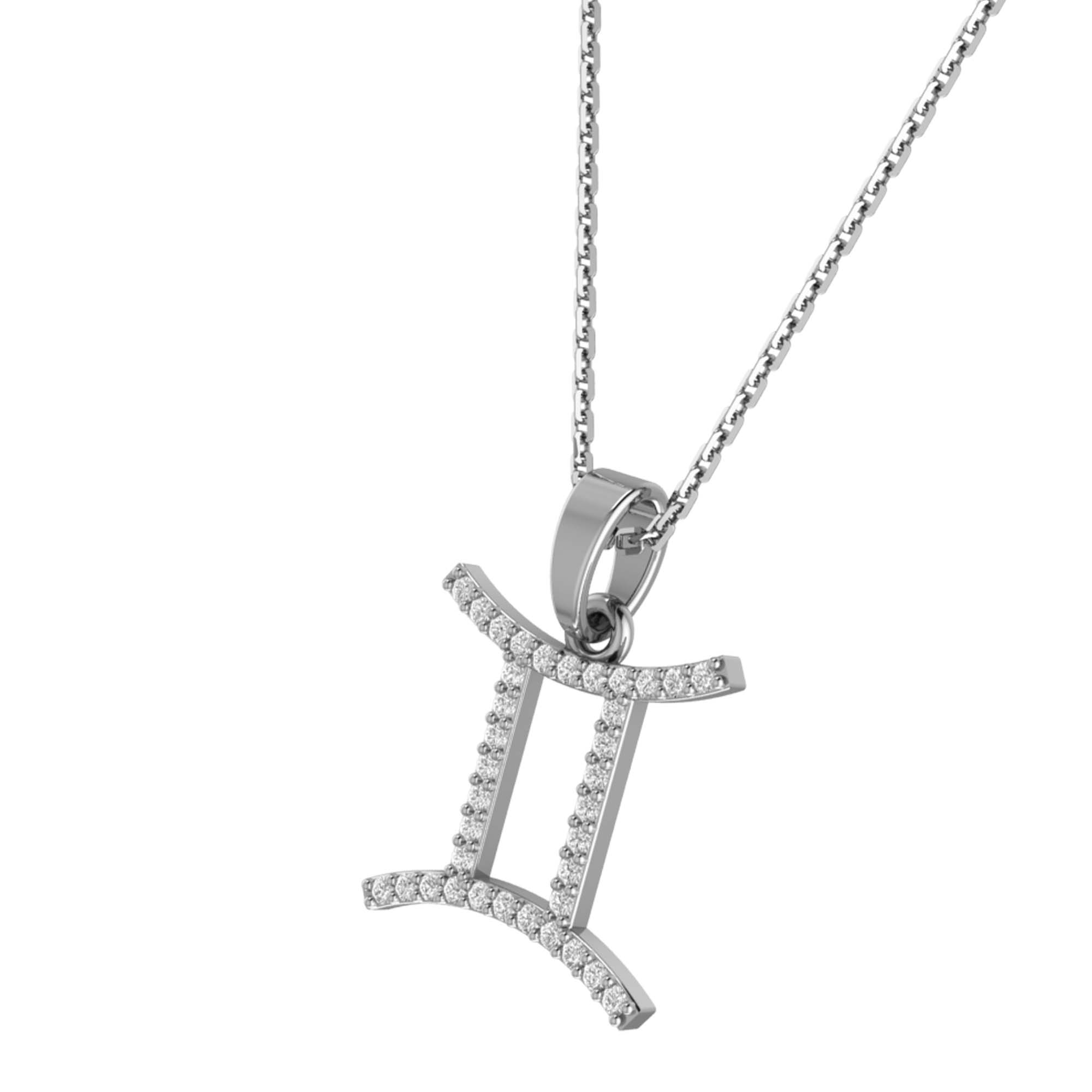 RKC Yellow Gold Plated Gemini Horoscope Cubic Zirconia Pendant Necklace