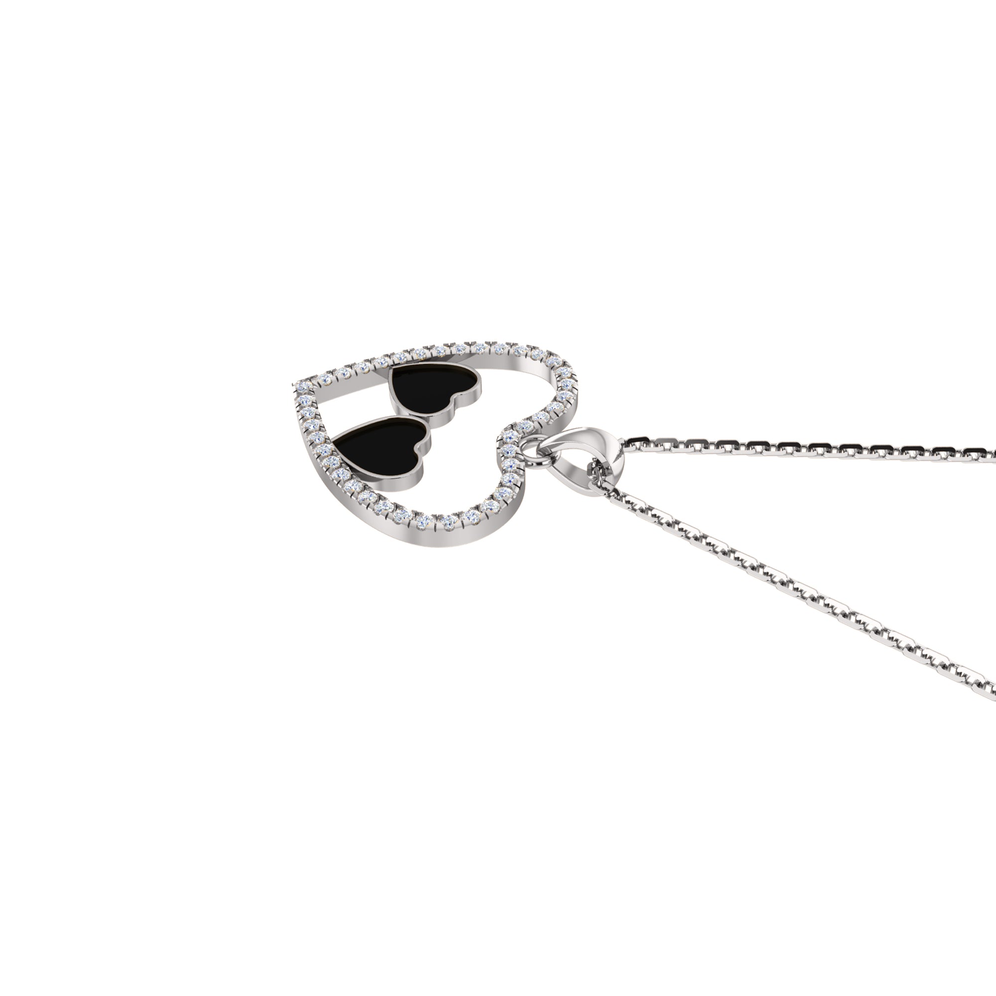 RKC 0.36Ct Moissanite Heart Enamel Pendant 925 Silver 14K Rose Gold Plated Wt 3.80GM Height 18.60MM