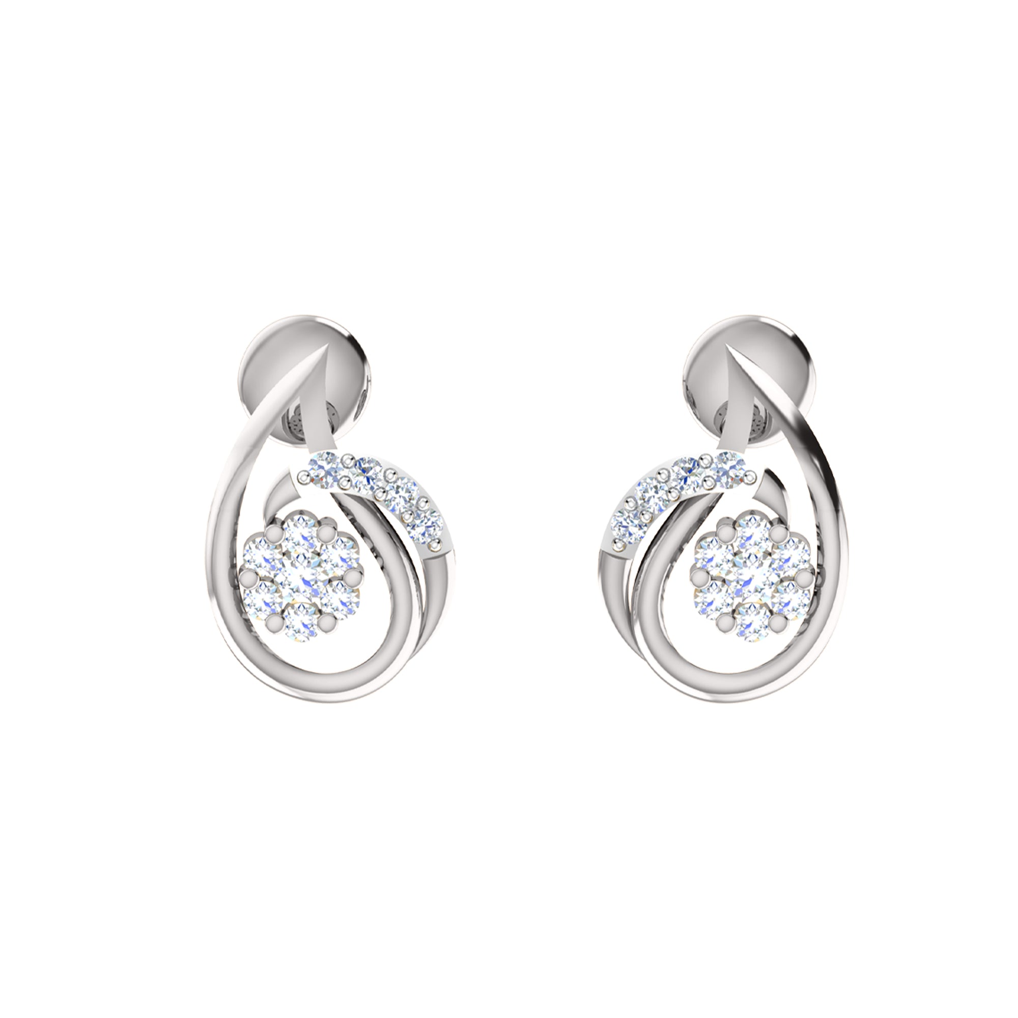 RKC 925 Perak Emas Total 0,42Ct Set Anting Liontin Moissanite Berat 5,40gm dengan Lapis Emas Mawar 14K