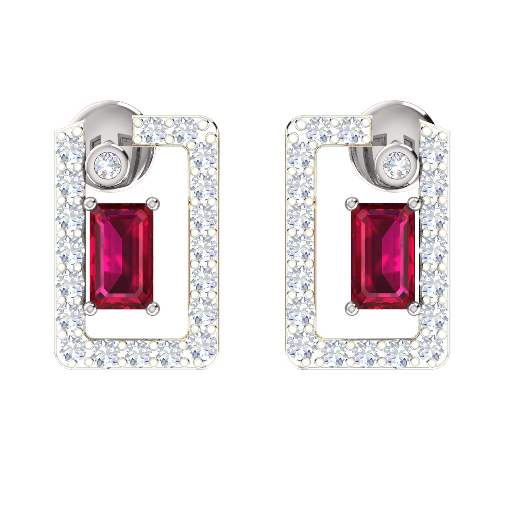 RKC 925 Срэбра Залаты Усяго 1,00 карата Рубінавы кулон Вага 3,70 г і завушніцы 2,10 г Камплект з пакрыццём з 14-каратнага жоўтага золата