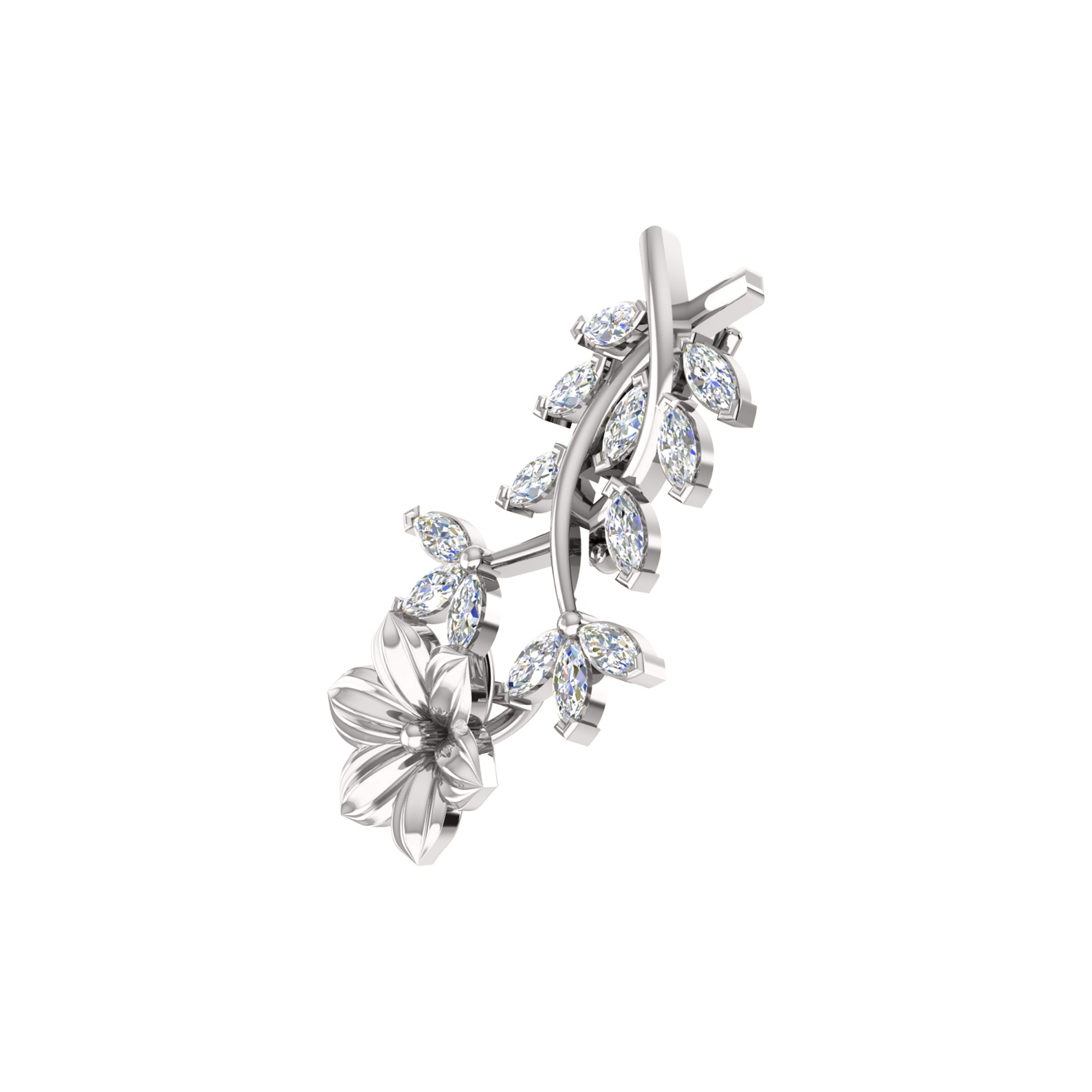 RKC Moissanite 925 Sterling Silve Brooch 14K Rose Gold Plated Product Wt 1.60 GM Height 22.00 MM