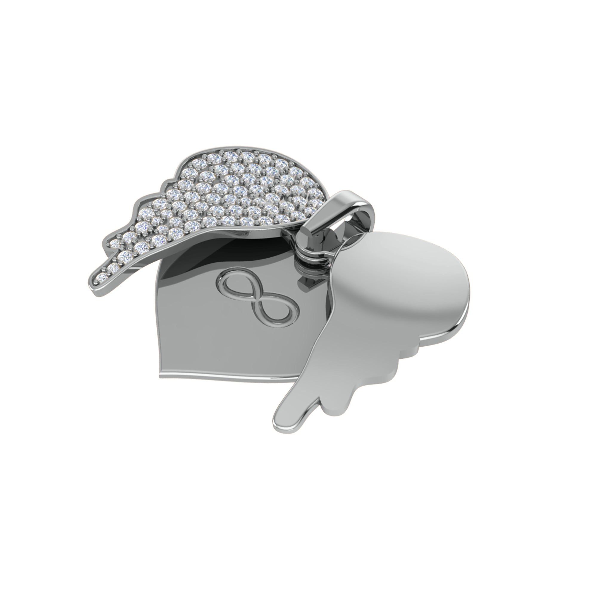 RKC 0.61Ct Moissanite Wing Heart Pendant 925 Silver Jewelry 14K Rose Gold Plated Wt 6gm Height 23.50mm