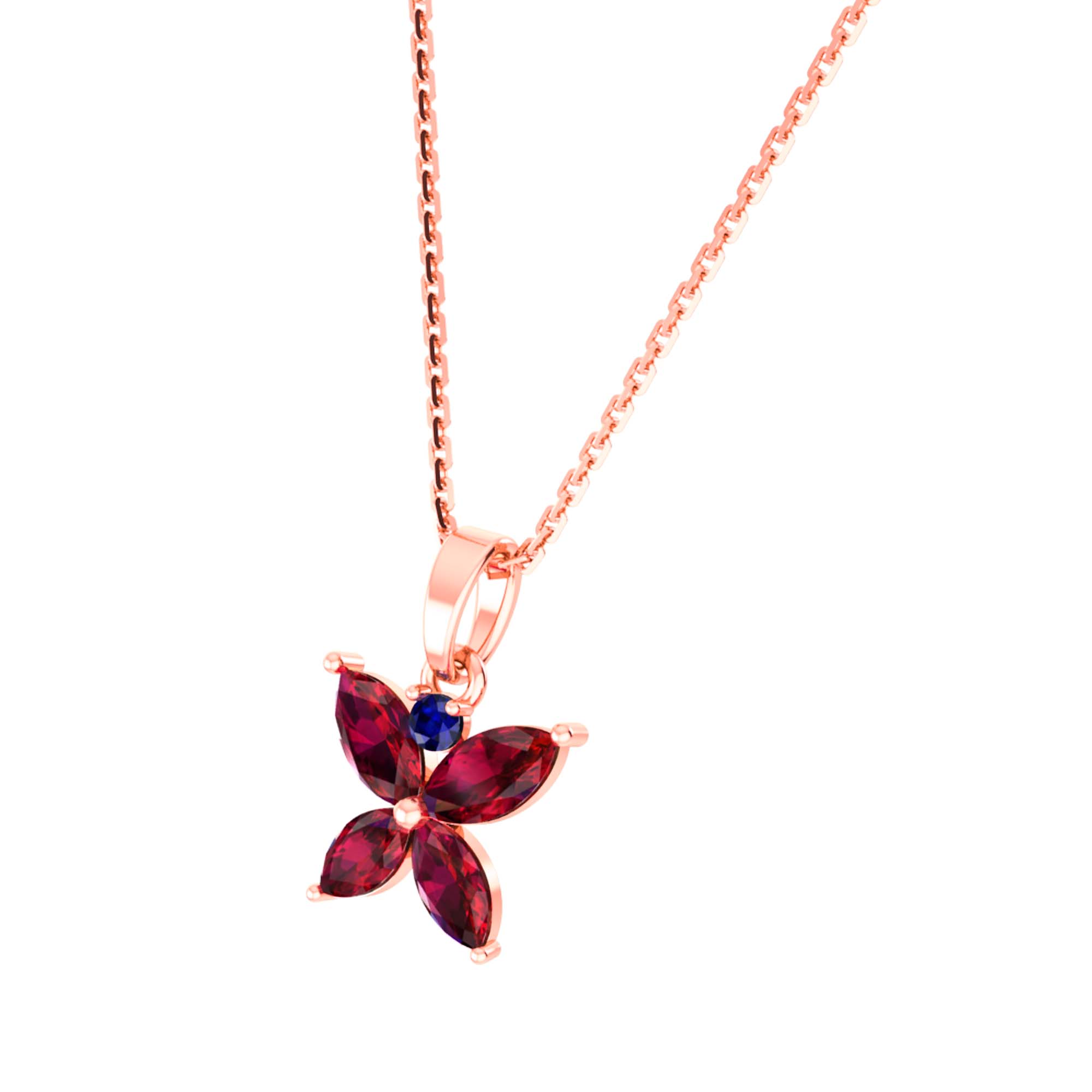 RKC Golden Stunning Flower Gemstone Shape Mini Pendant Necklace With Chain Birthday Gift