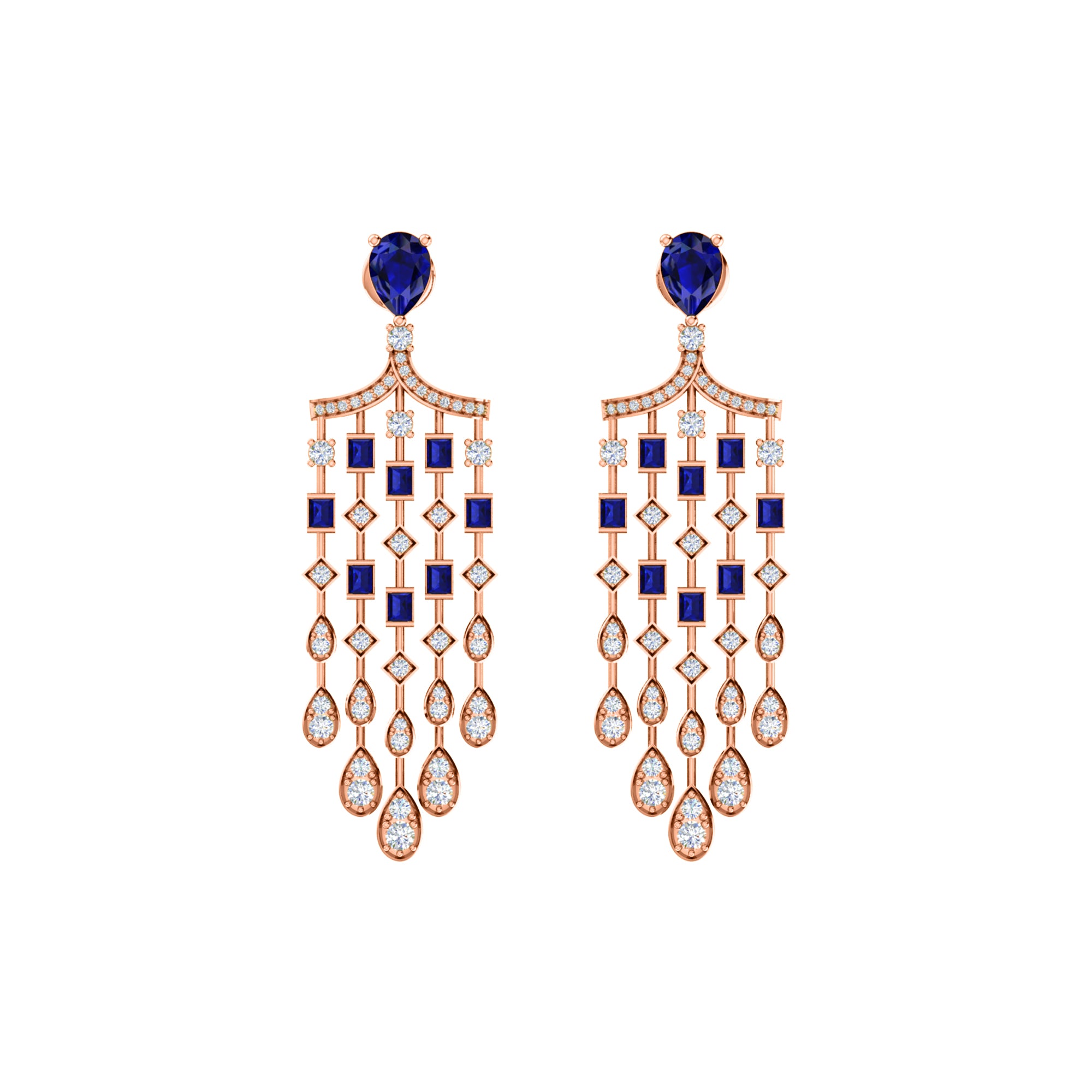 RKC 925 Sterling Silver Drop Dangle Halo Women Earring 14k Yellow Gold Over Wt 8.00 GM Height 51.00 MM