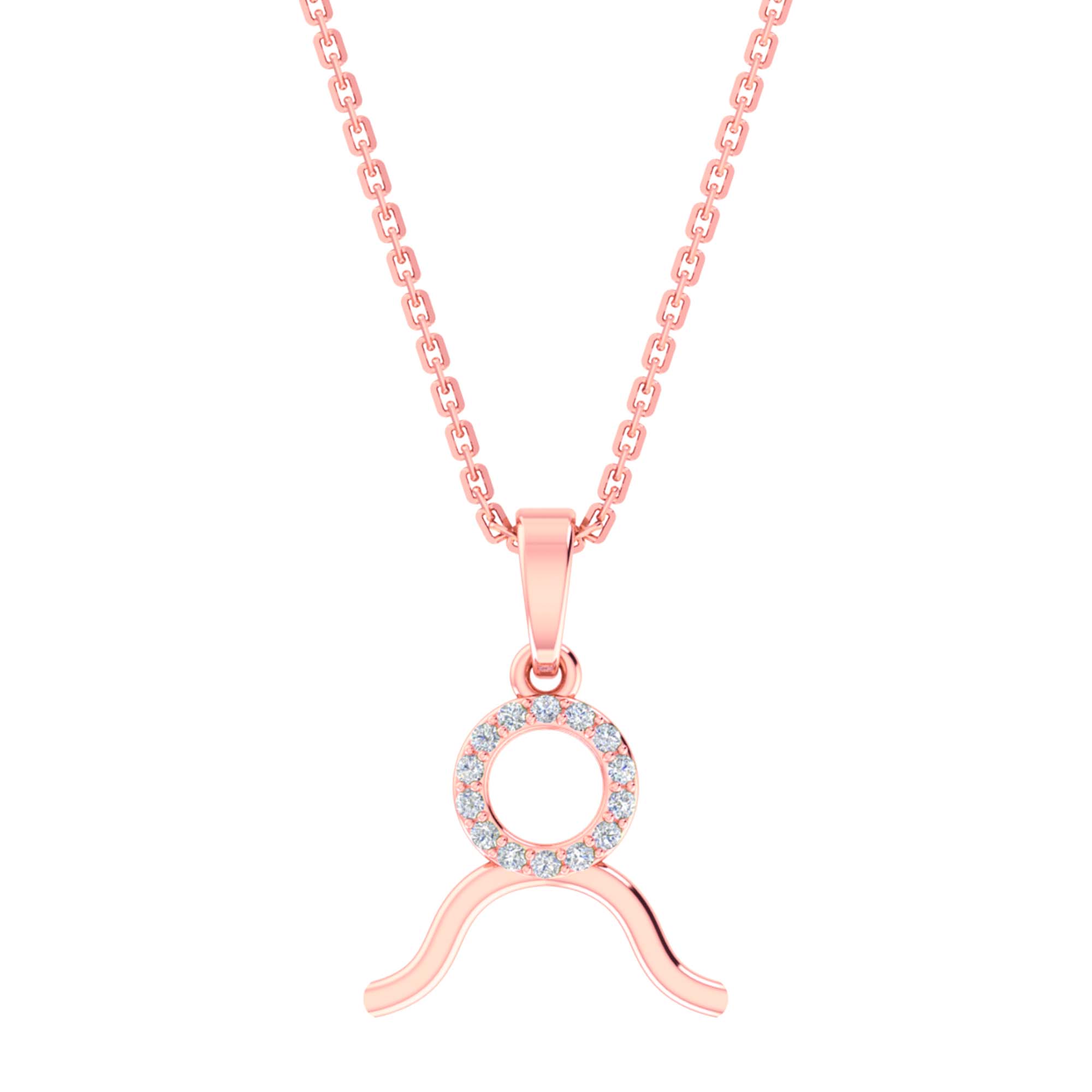 RKC Golden Cubic Zirconia With Chain Zodiac Pendant Necklace