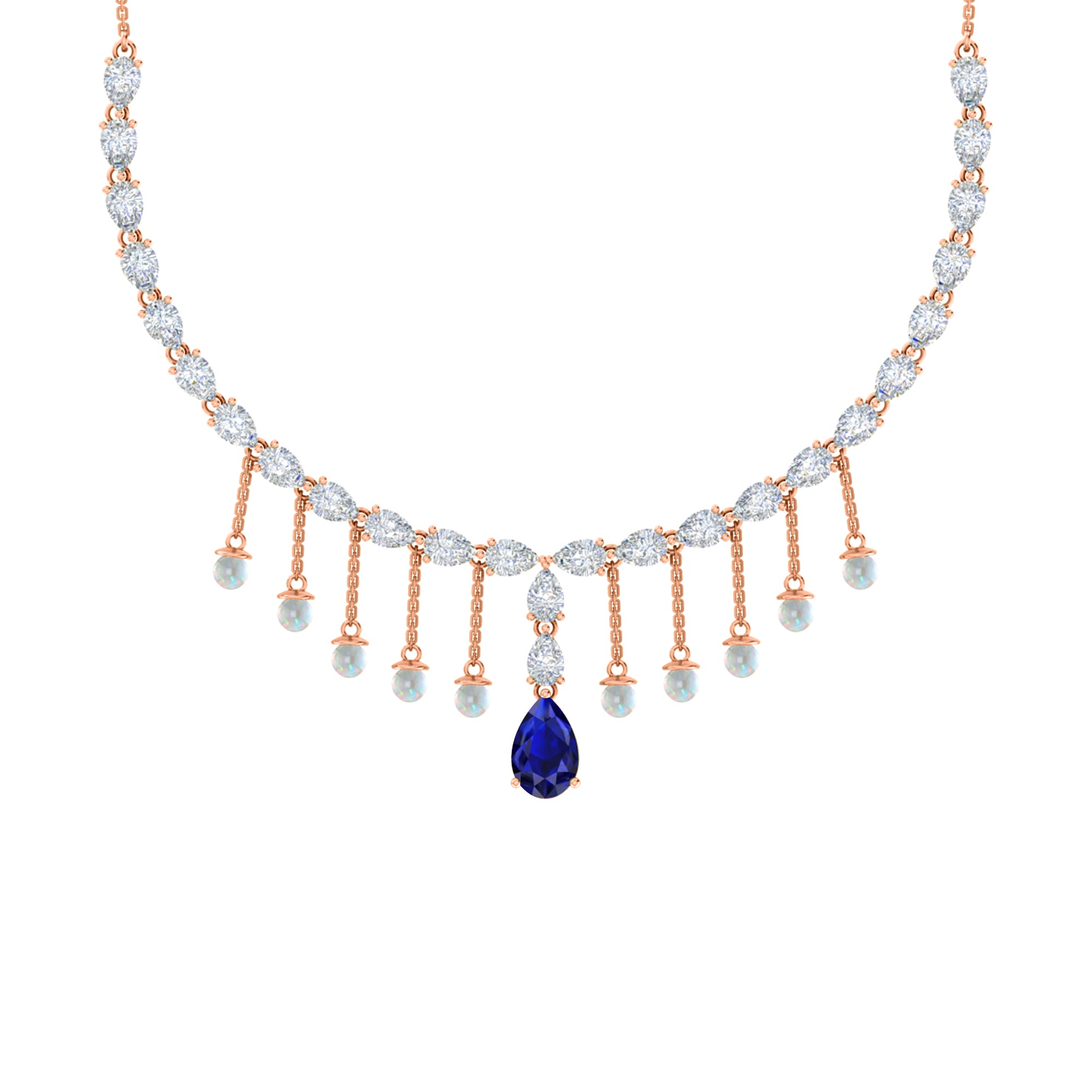 RKC Silver Statement Necklace 24 Carat Cubic Zirconia Necklace For Our Better Half Person Weight- 15gm