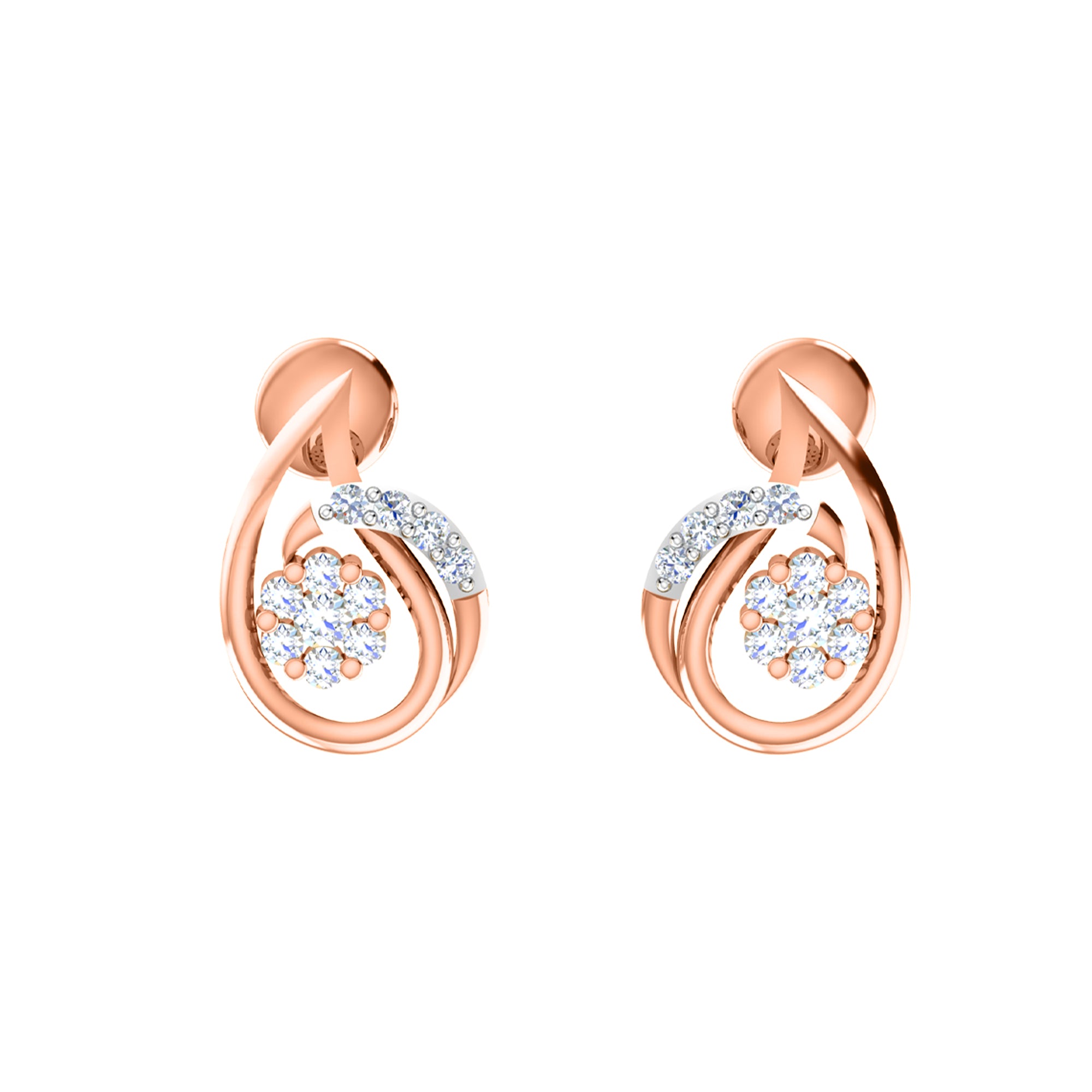 RKC 925 Perak Emas Total 0,42Ct Set Anting Liontin Moissanite Berat 5,40gm dengan Lapis Emas Mawar 14K