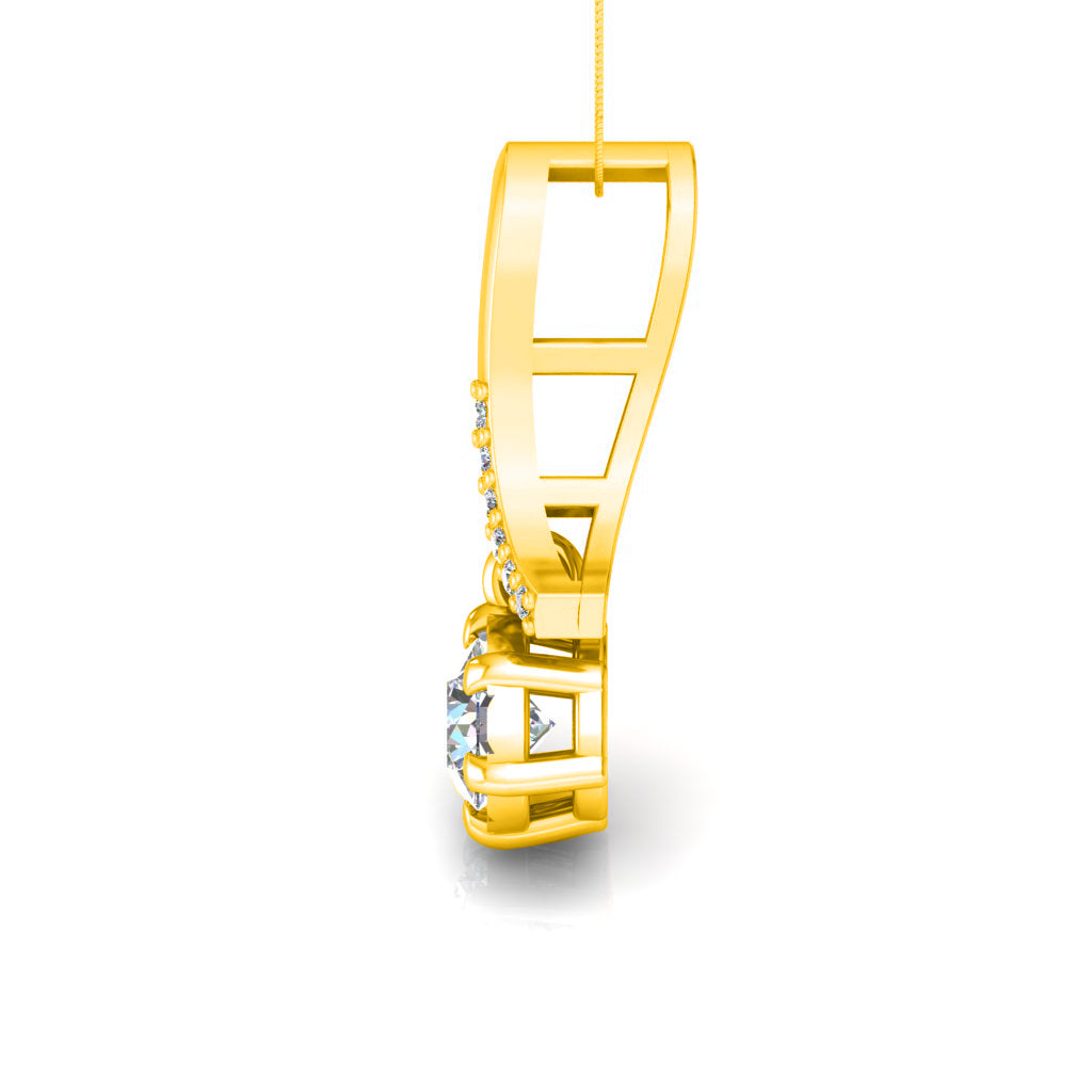 RKC 925 Sterling Silver Drop 0.30 CT Moissanite Pendant For Women 14K Rose Gold Plated  Wt 3.1 gm Height 16 mm