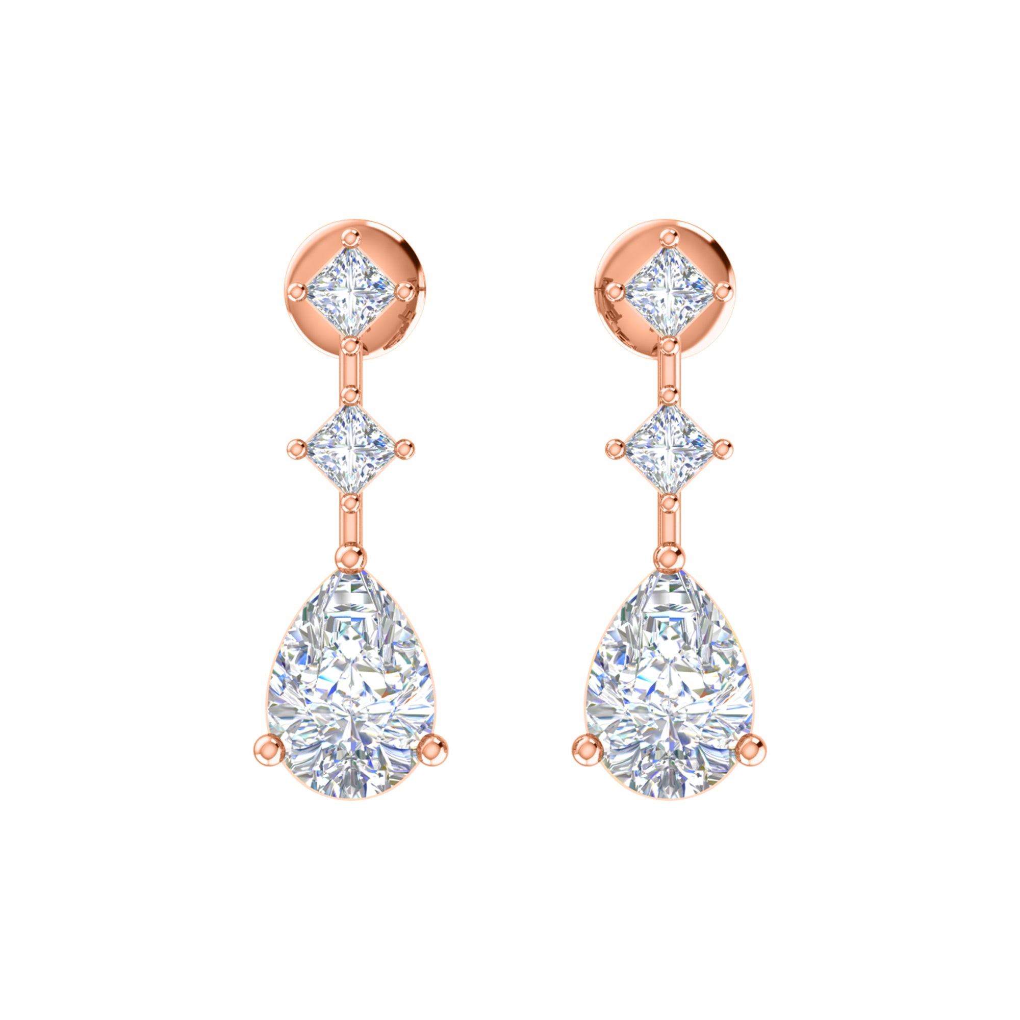 RKC 925 Sterling Silver Drop Dangle Women's Earring 14k Yellow Over Wt 3.50gm Height 23.50mm