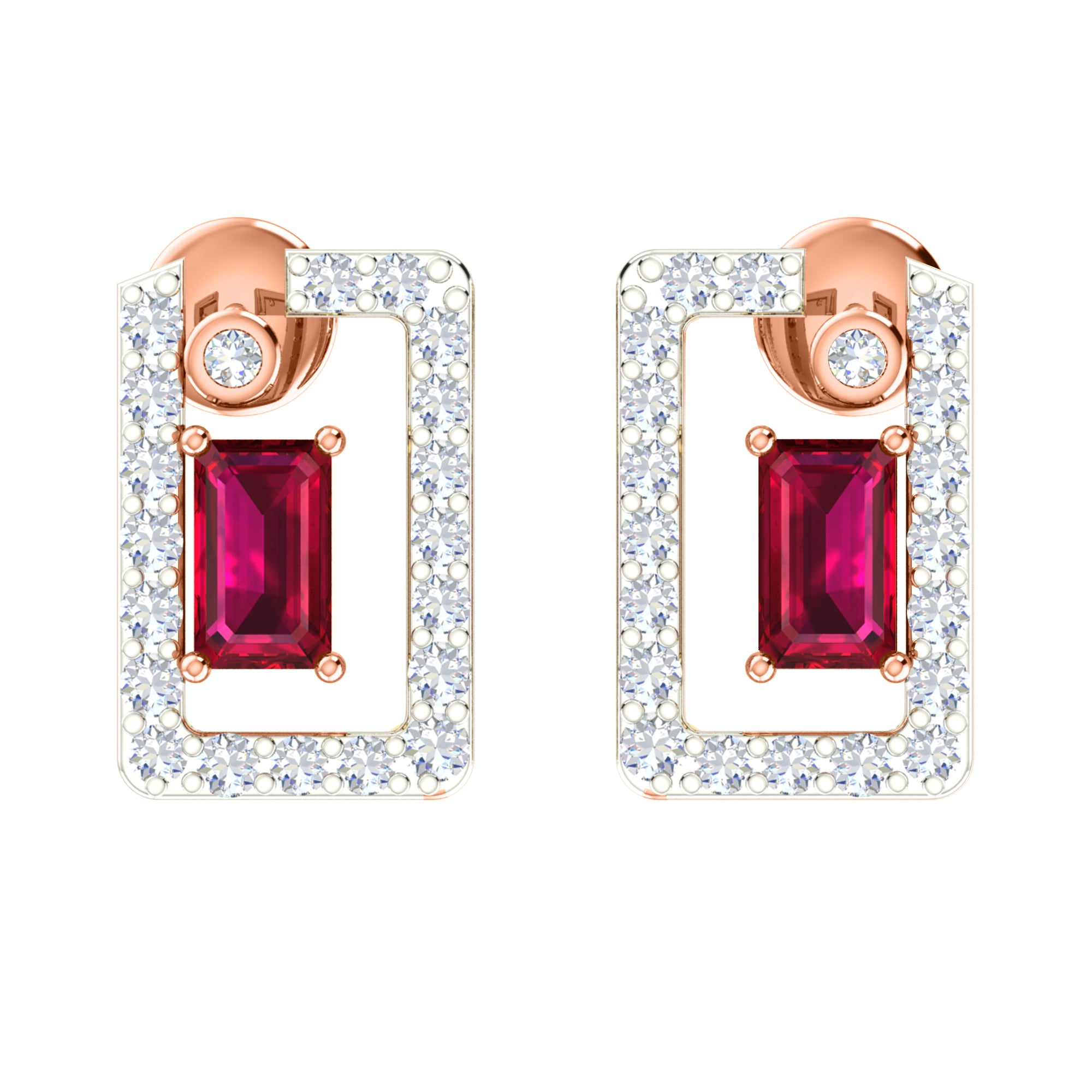 RKC 925 Срэбра Залаты Усяго 1,00 карата Рубінавы кулон Вага 3,70 г і завушніцы 2,10 г Камплект з пакрыццём з 14-каратнага жоўтага золата