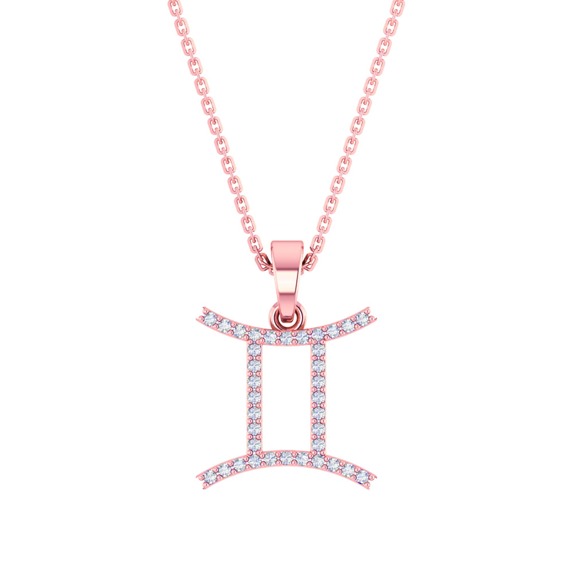 RKC Yellow Gold Plated Gemini Horoscope Cubic Zirconia Pendant Necklace