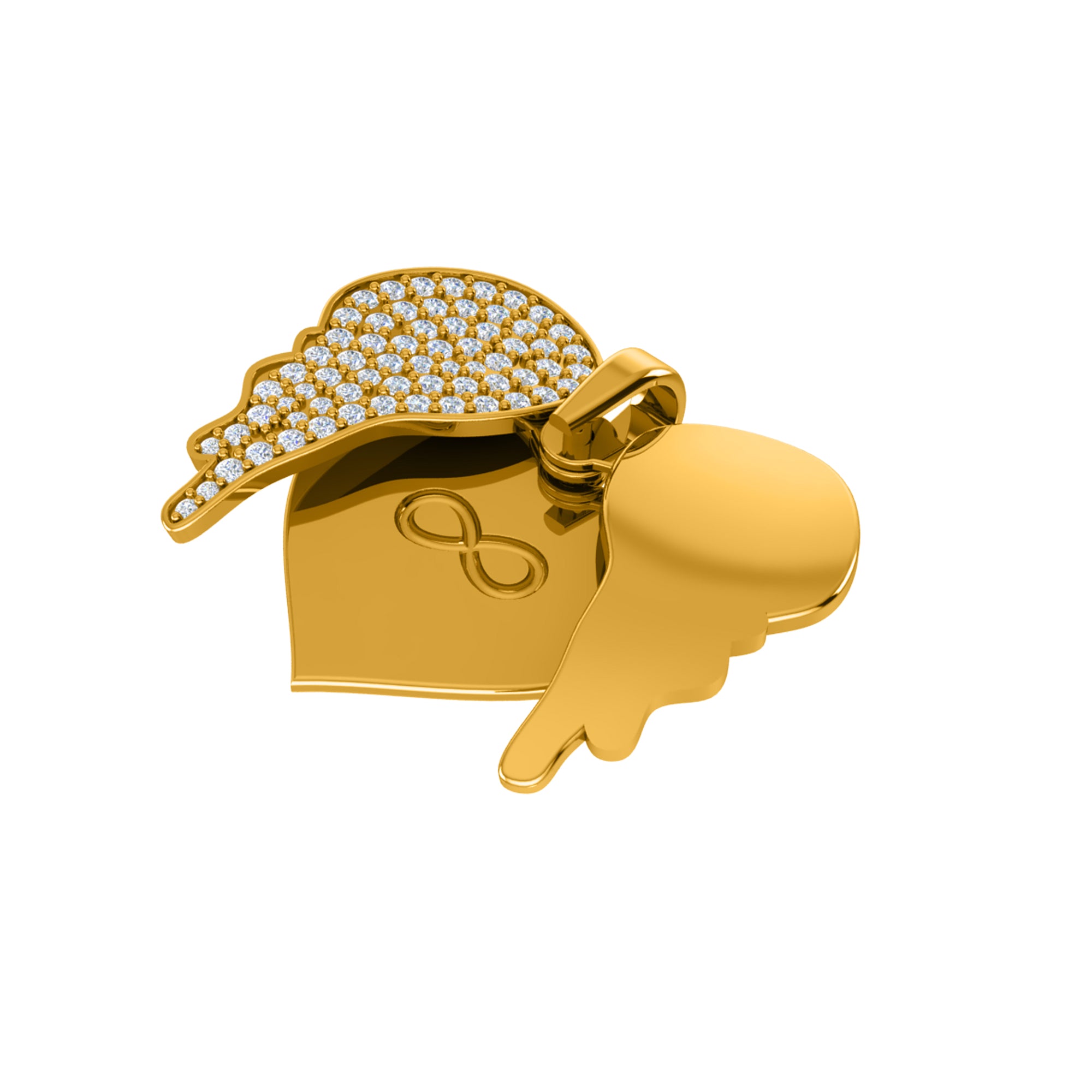 RKC 0.61Ct Moissanite Wing Heart Pendant 925 Silver Jewelry 14K Rose Gold Plated Wt 6gm Height 23.50mm