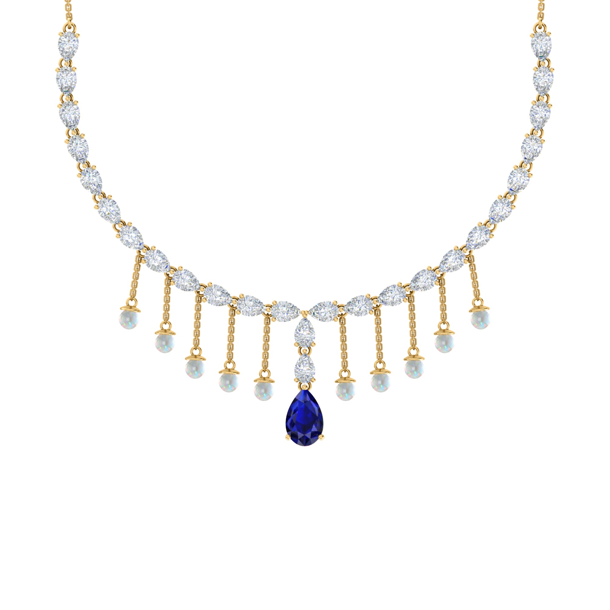 RKC Silver Statement Necklace 24 Carat Cubic Zirconia Necklace For Our Better Half Person Weight- 15gm