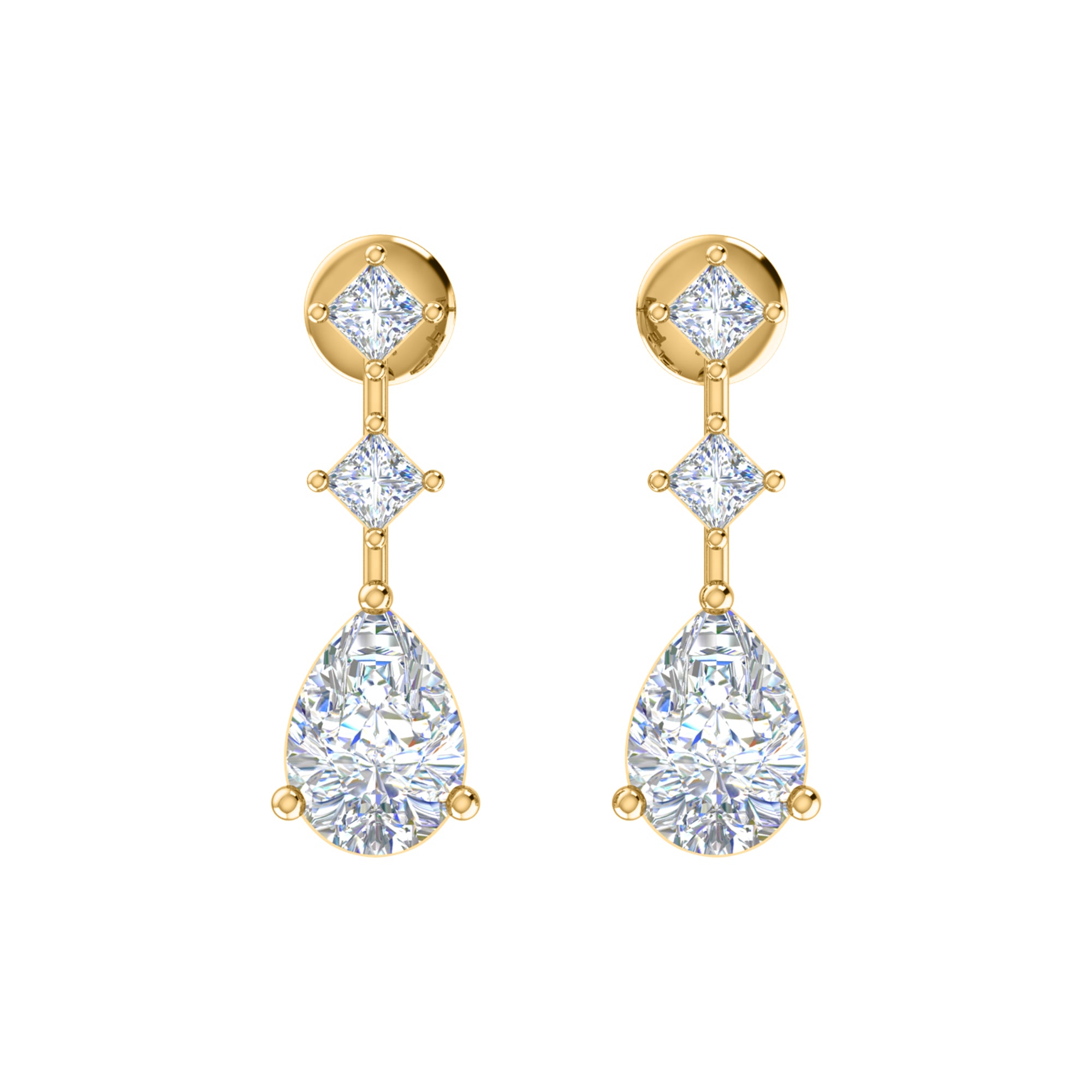 RKC 925 Sterling Silver Drop Dangle Women's Earring 14k Yellow Over Wt 3.50gm Height 23.50mm