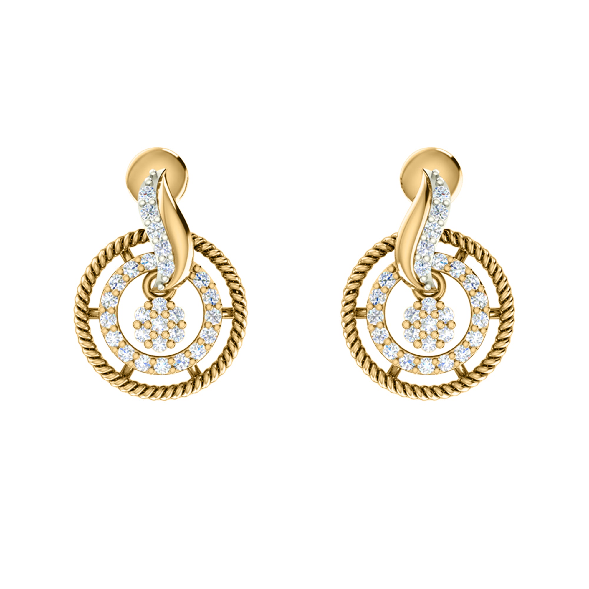 RKC 925 सिल्व्हर गोल्डन टोटल 0.93Ct मॉइसॅनाइट पेंडंट Wt 3.37gm आणि Wt कानातले 4.35gm सेट 14K रोझ गोल्ड प्लेटेड