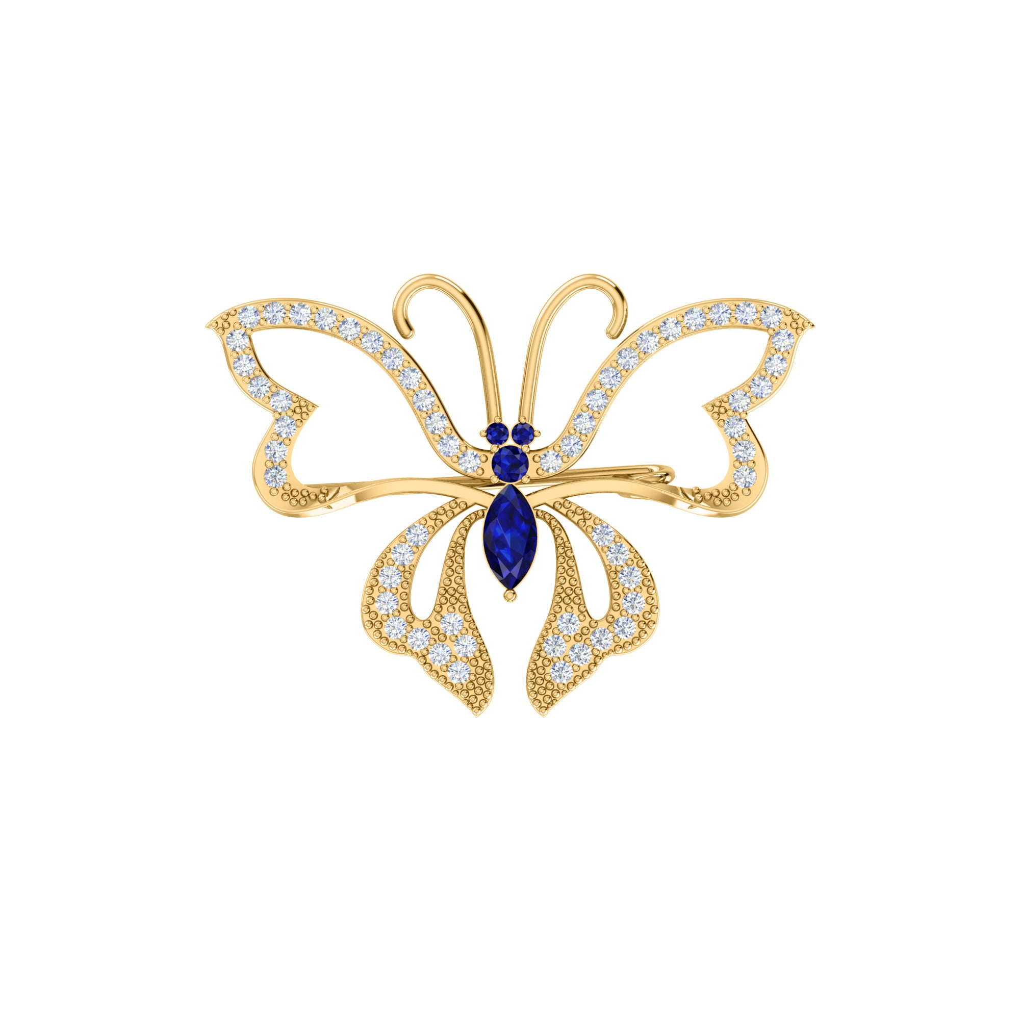 RKC 0,96Ct Moissanite 925 Ασημένια καρφίτσα πεταλούδα 14 καρατίων ροζ επιχρυσωμένο προϊόν Wt 4,00 γρ.