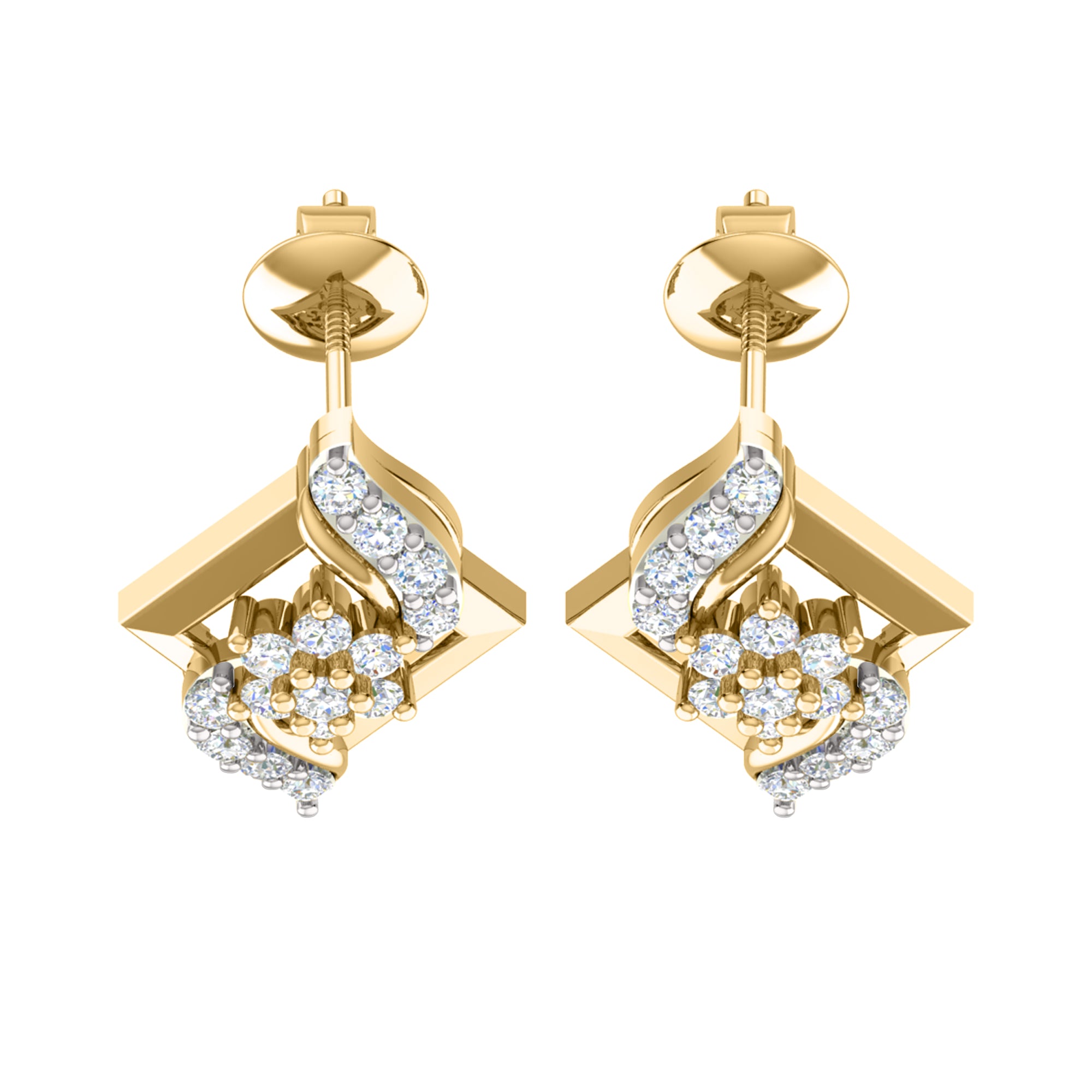 RKC 925 فضة ذهبية إجمالية 0.58 قيراط قلادة مويسانيتي بوزن 3.20 جرام ومجموعة حلق بوزن 2.20 جرام مطلية بالذهب الوردي عيار 14 قيراط