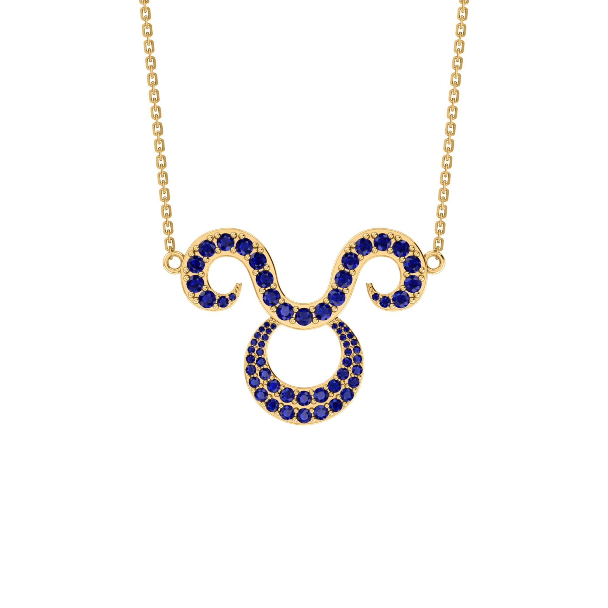 RKC 1.60Ct Moissanite Charming Aries Necklace Set 925 Silver 14k Yellow Gold Plated Weight 5.00gm Height 25.40mm