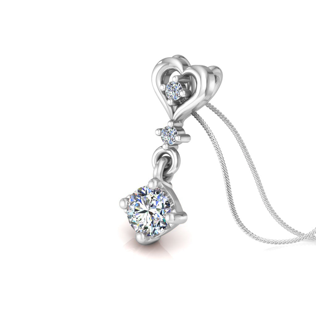 RKC হার্ট লুপ ড্রপ সিলভার 0.40 Ct ময়সানাইট দুল 14K হলুদ গোল্ড ফিনিশ Wt 2.8 গ্রাম উচ্চতা 15 মিমি