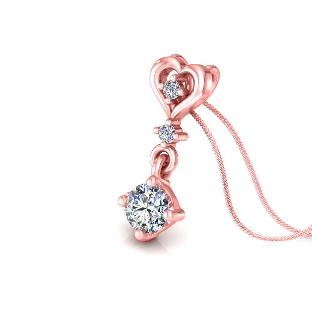 RKC হার্ট লুপ ড্রপ সিলভার 0.40 Ct ময়সানাইট দুল 14K হলুদ গোল্ড ফিনিশ Wt 2.8 গ্রাম উচ্চতা 15 মিমি