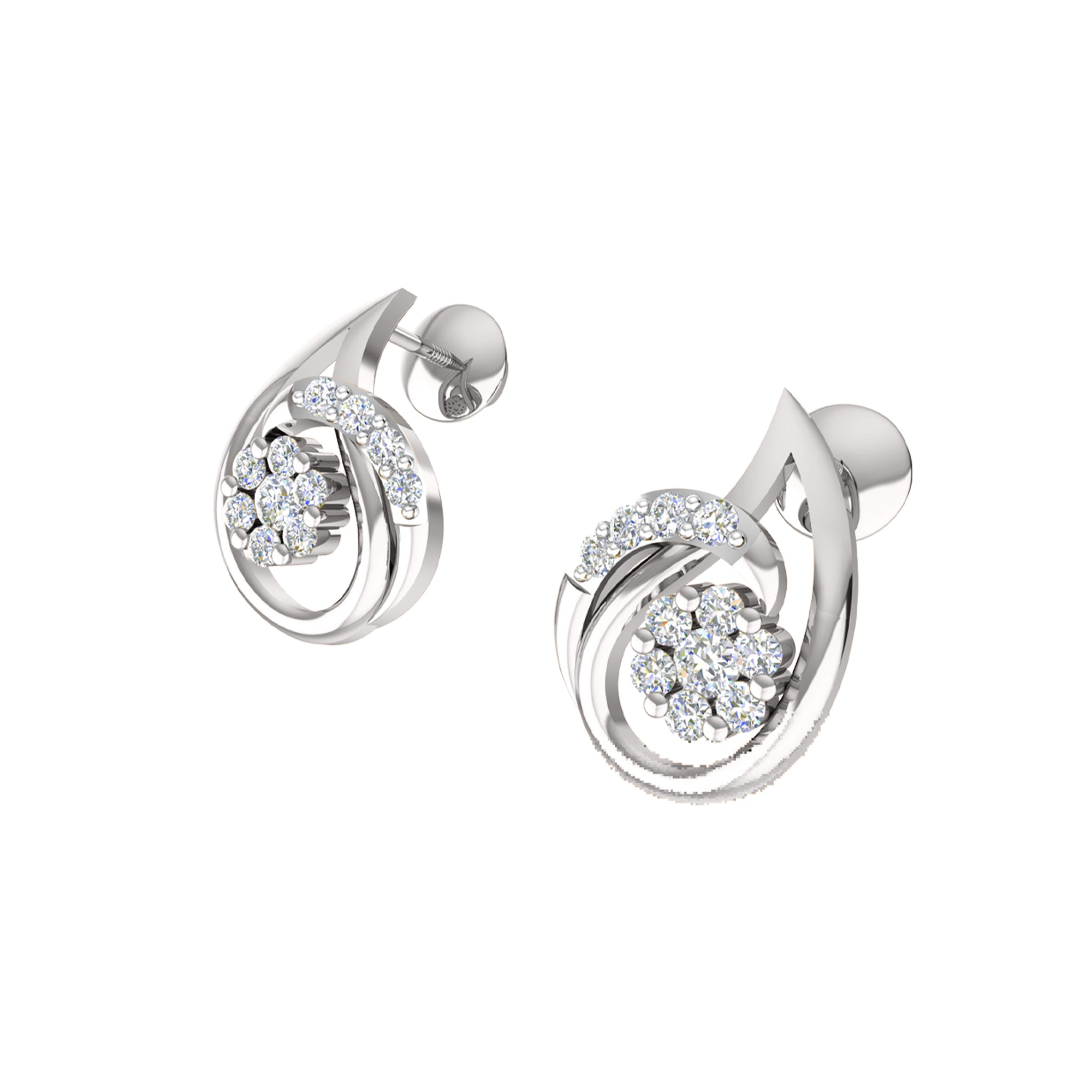 RKC 925 Perak Emas Total 0,42Ct Set Anting Liontin Moissanite Berat 5,40gm dengan Lapis Emas Mawar 14K