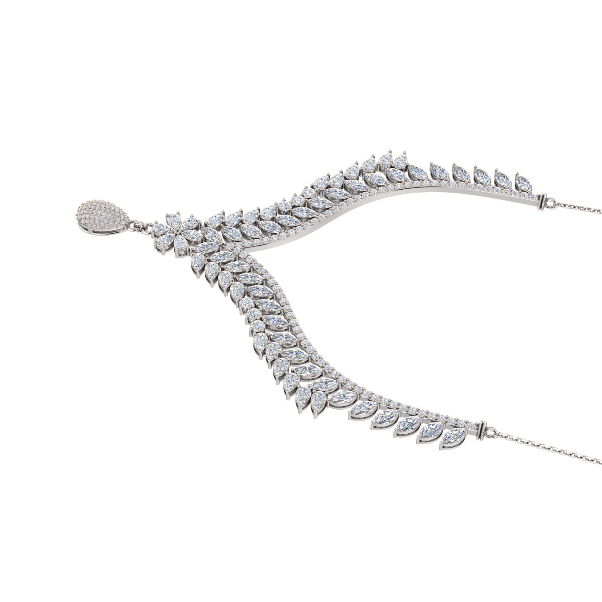 RKC 18 CT Moissanite Charming Necklace 925 Silver 14k Rose gold Plated Product Weight 17.00 GM Height 100.00 MM