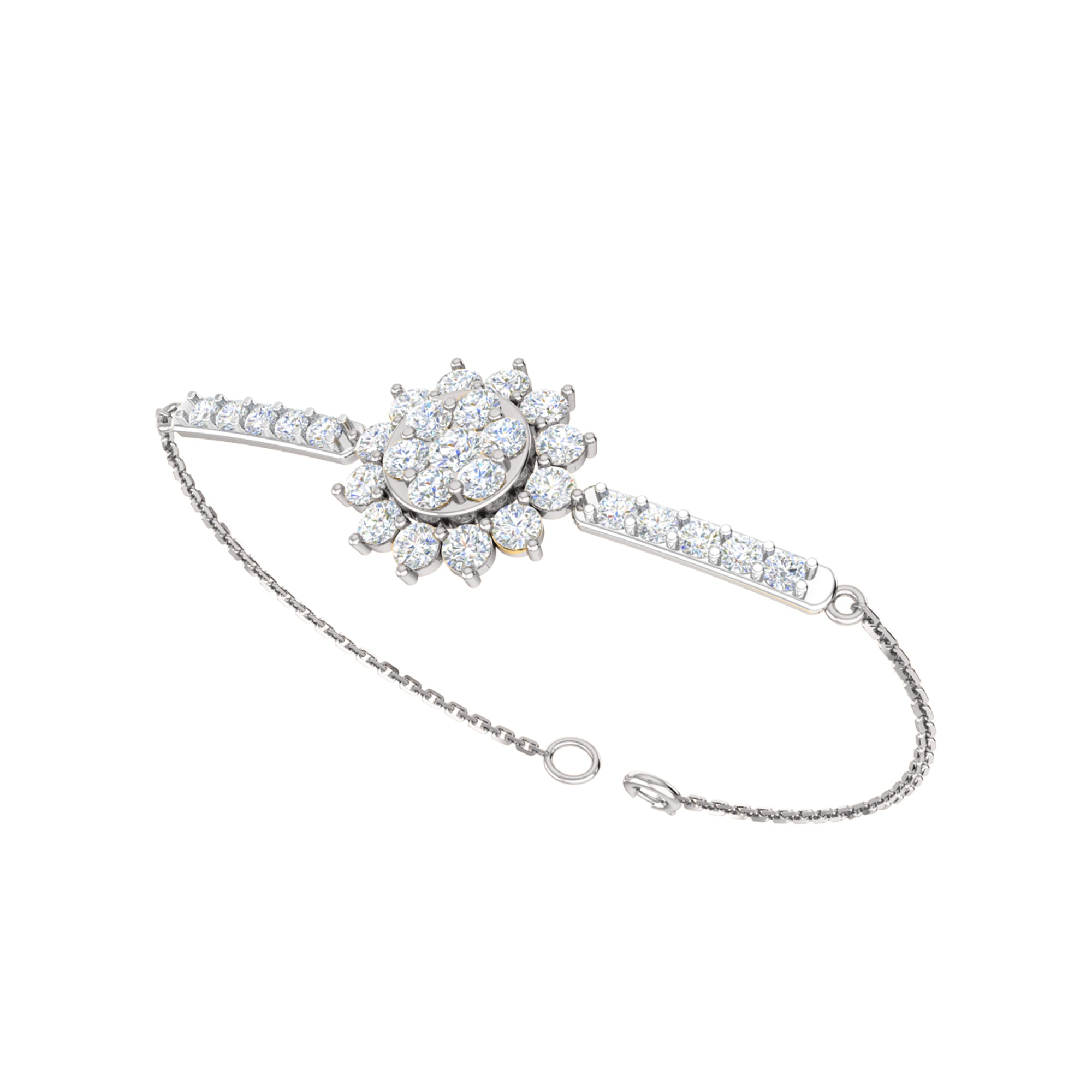 Pietra preziosa RKC in argento sterling 925 da 2,57 CT per bracciale da donna Placcato in oro rosa 14 carati Peso 5,50 GM