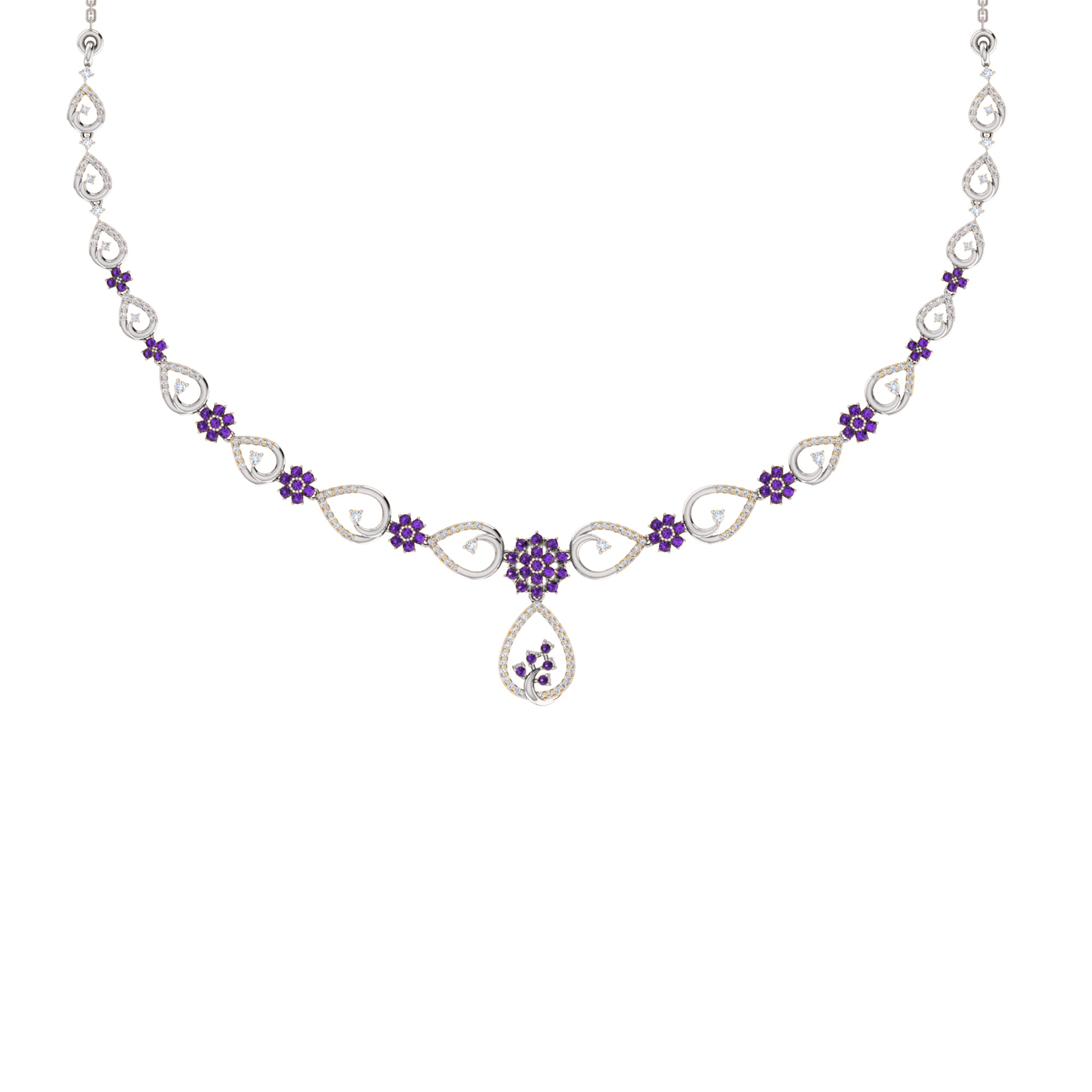 قلادة RKC 2.7 قيراط مويسانيتي ساحرة من الفضة عيار 925 مطلية بالذهب الوردي عيار 14 وزن المنتج 13.00 جم