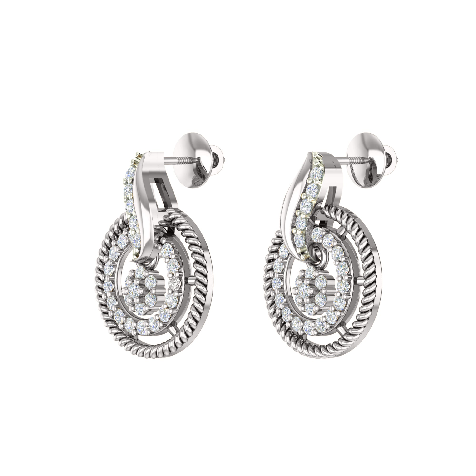 RKC 925 सिल्व्हर गोल्डन टोटल 0.93Ct मॉइसॅनाइट पेंडंट Wt 3.37gm आणि Wt कानातले 4.35gm सेट 14K रोझ गोल्ड प्लेटेड