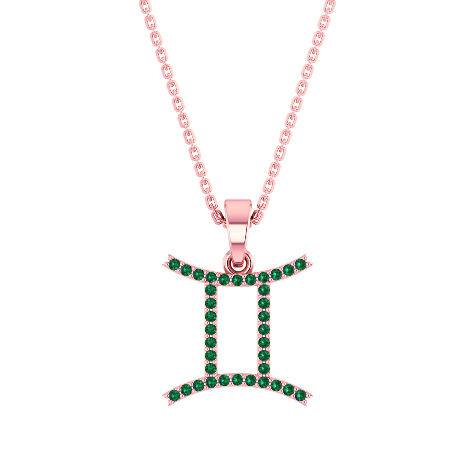 RKC Yellow Gold Plated Gemini Horoscope Cubic Zirconia Pendant Necklace