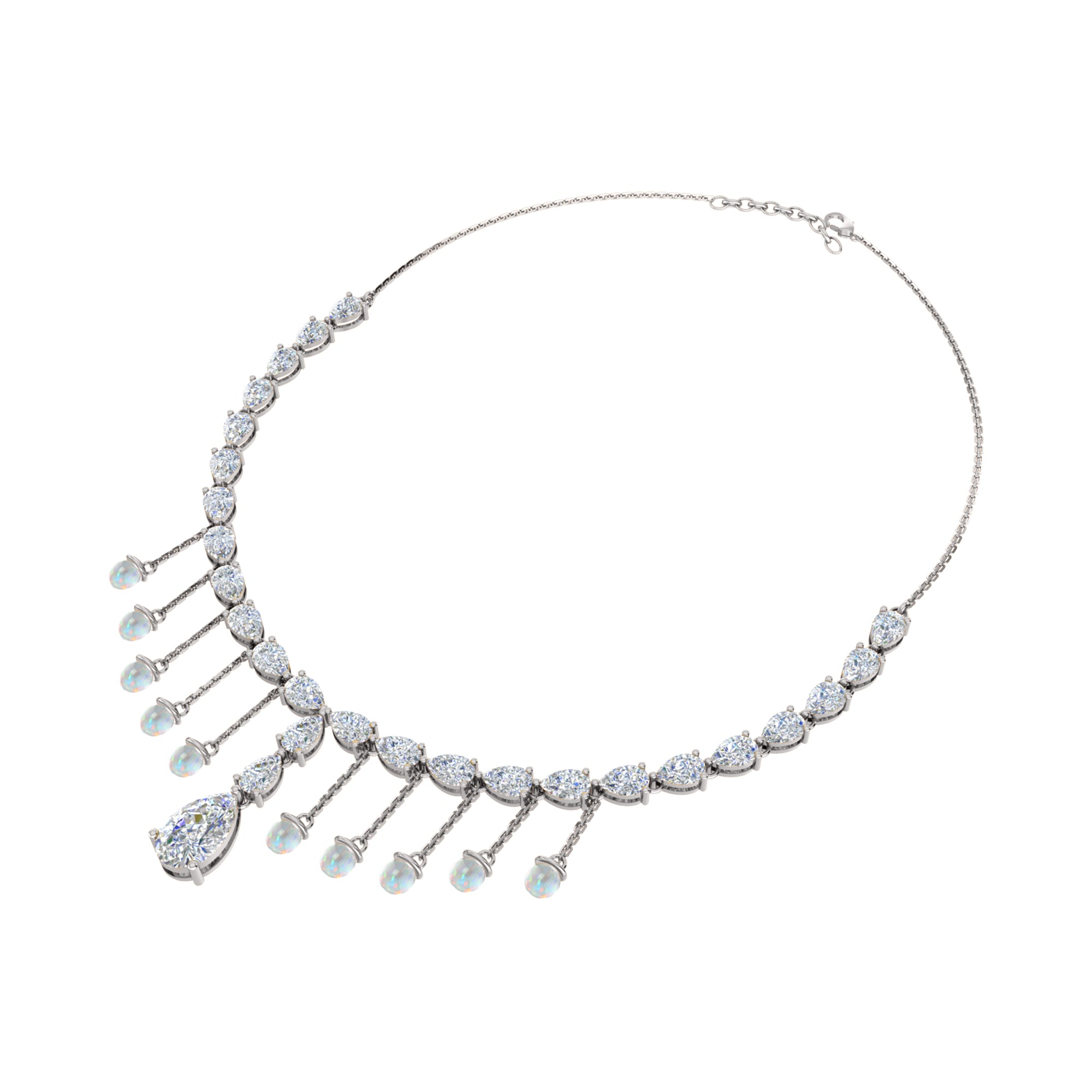 RKC Silver Statement Necklace 24 Carat Cubic Zirconia Necklace For Our Better Half Person Weight- 15gm