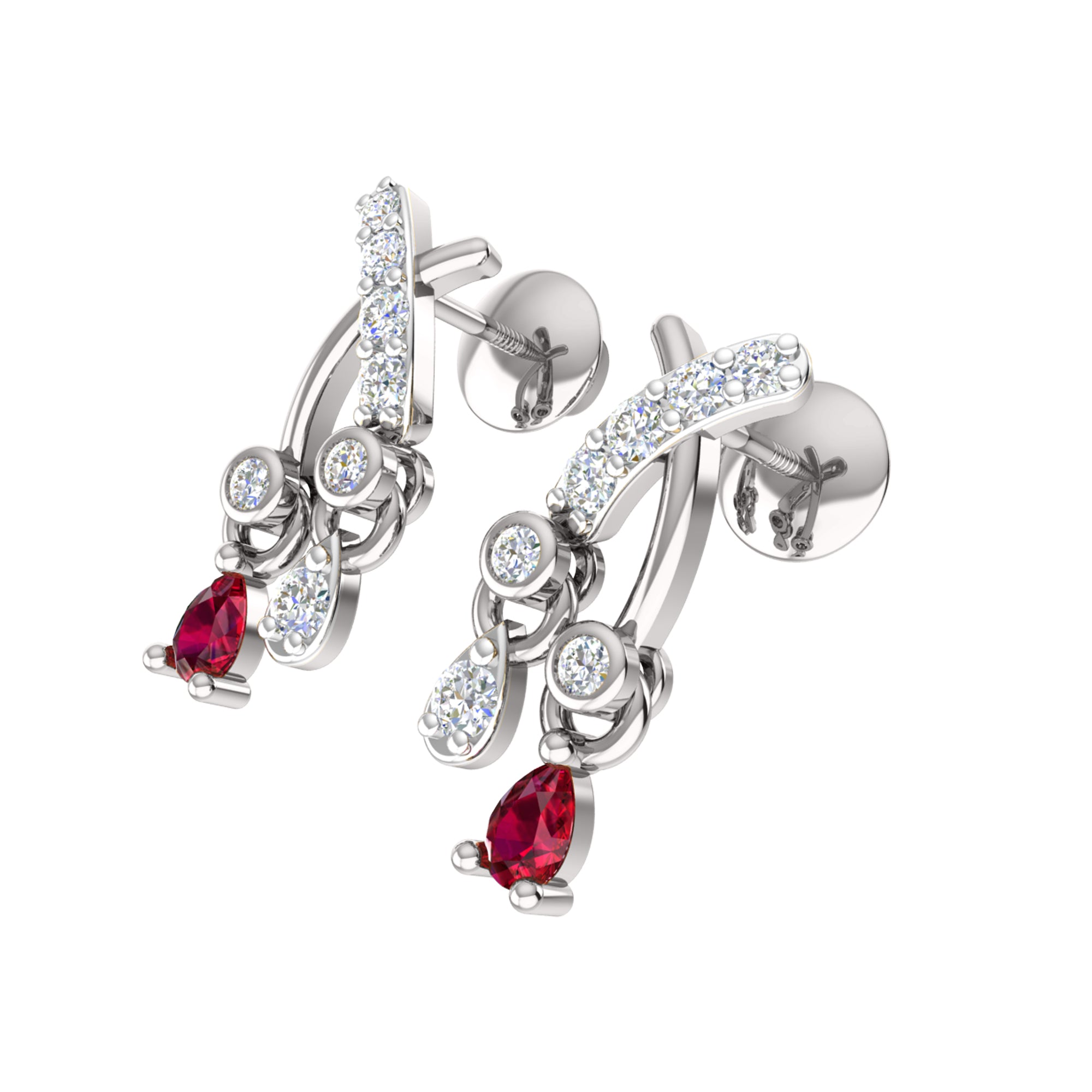 RKC 925 সিলভার গোল্ডেন মোট 0.32Ct রুবি দুল Wt 3.50gm এবং Wt কানের দুল 1.30gm সেট 14K রোজ গোল্ড প্লেটেড