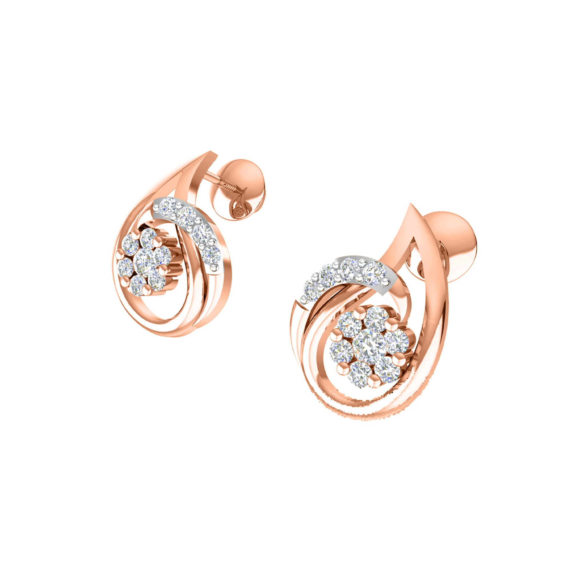 RKC 925 Perak Emas Total 0,42Ct Set Anting Liontin Moissanite Berat 5,40gm dengan Lapis Emas Mawar 14K