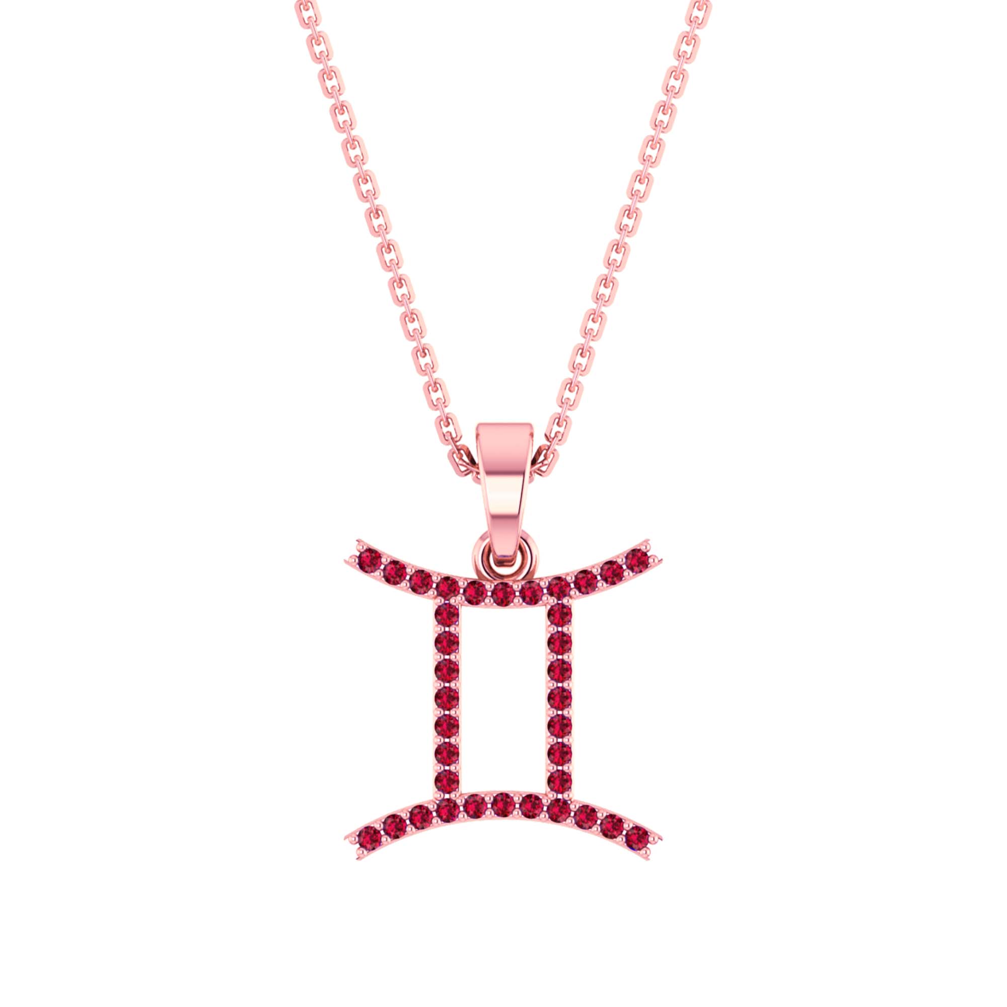 RKC Yellow Gold Plated Gemini Horoscope Cubic Zirconia Pendant Necklace