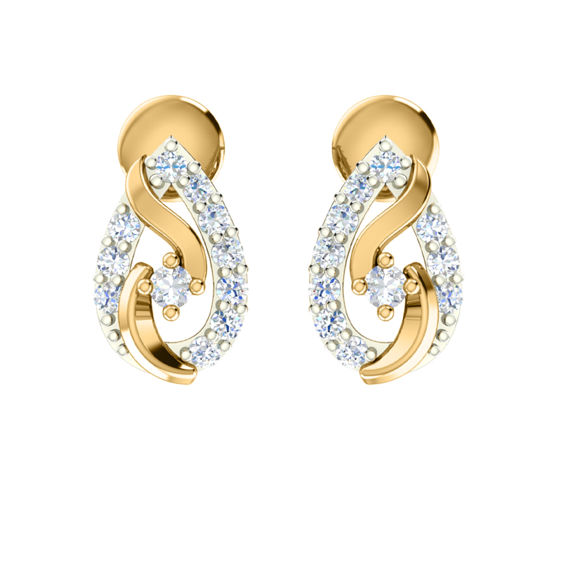 RKC 925 सिल्व्हर गोल्डन टोटल 0.65Ct मॉइसॅनाइट पेंडंट Wt 4.50gm आणि Wt कानातले 2.00gm सेट 14K रोझ गोल्ड प्लेटेड