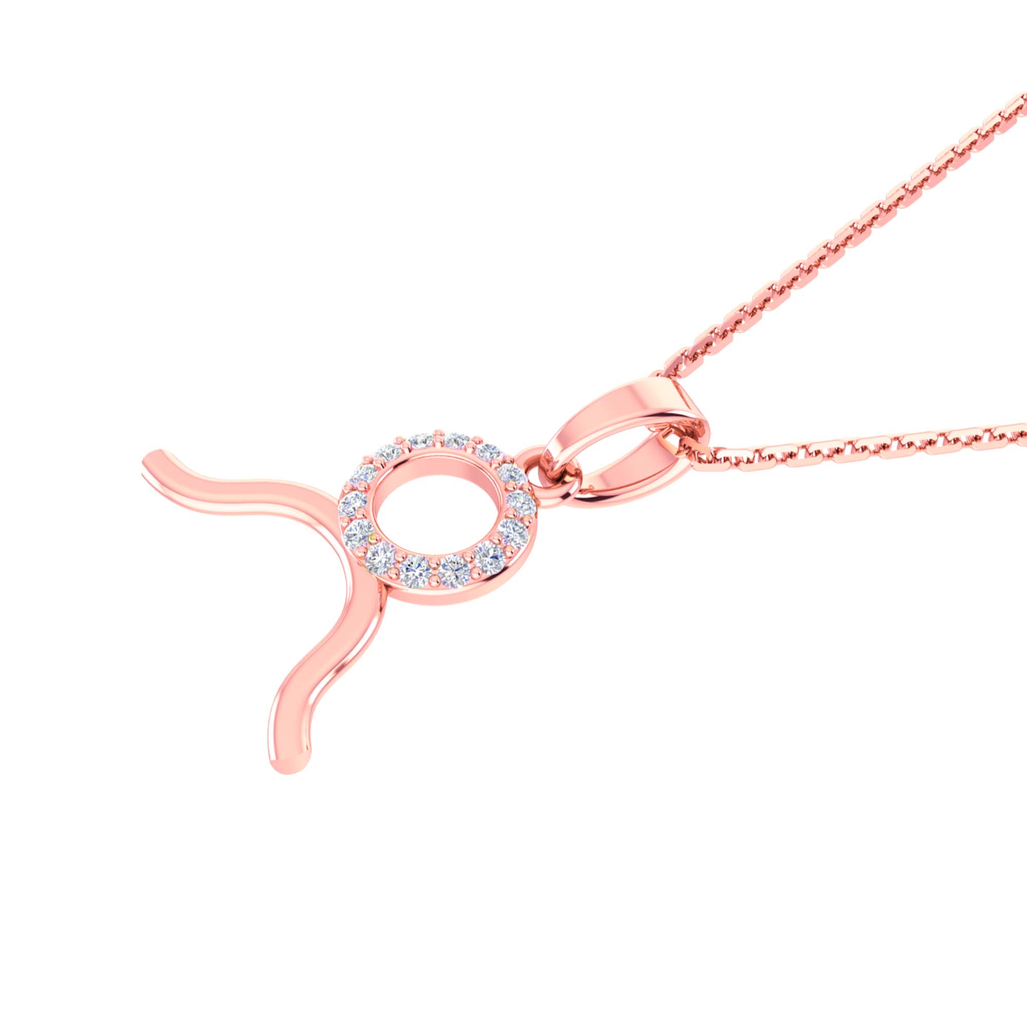 RKC Golden Cubic Zirconia With Chain Zodiac Pendant Necklace