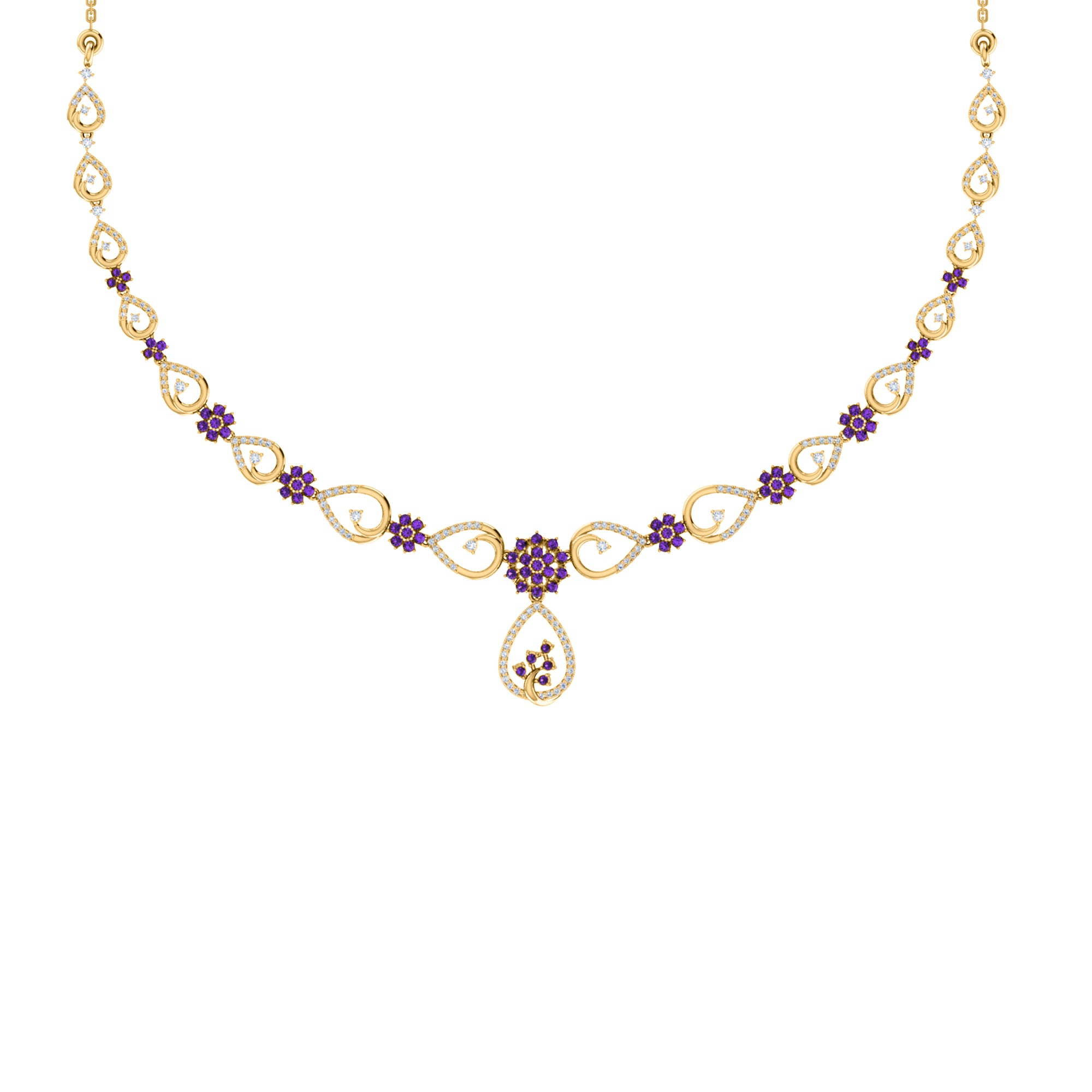 قلادة RKC 2.7 قيراط مويسانيتي ساحرة من الفضة عيار 925 مطلية بالذهب الوردي عيار 14 وزن المنتج 13.00 جم