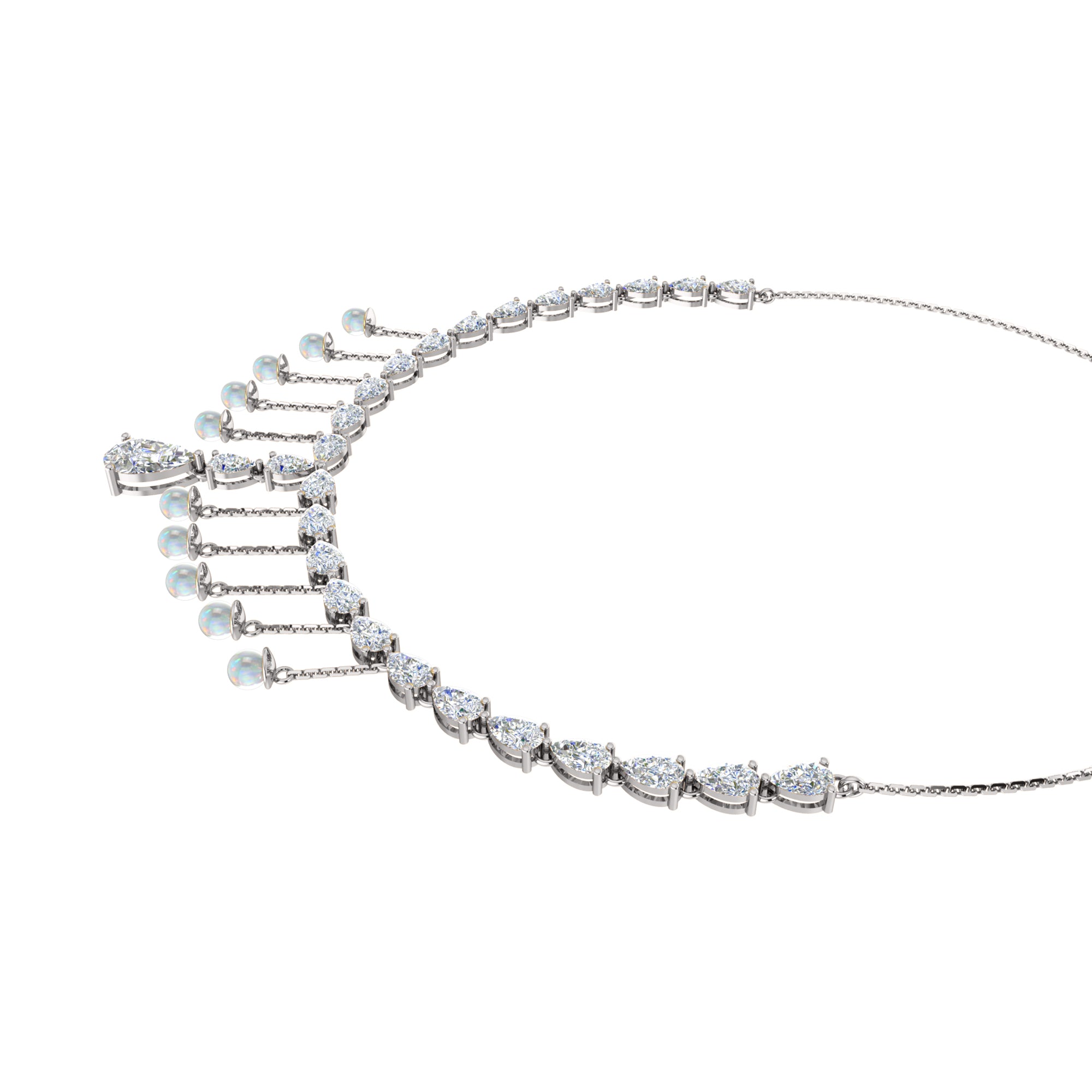 RKC Silver Statement Necklace 24 Carat Cubic Zirconia Necklace For Our Better Half Person Weight- 15gm