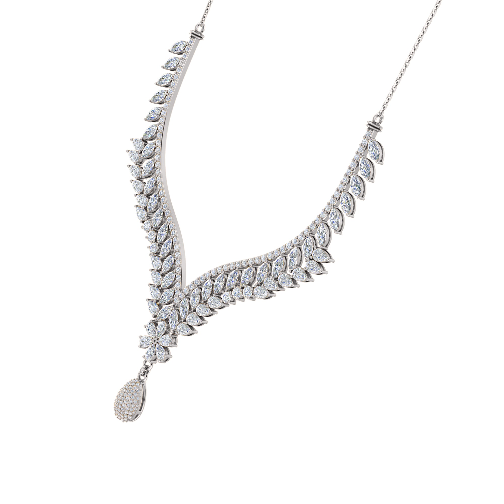 RKC 18 CT Moissanite Charming Necklace 925 Silver 14k Rose gold Plated Product Weight 17.00 GM Height 100.00 MM