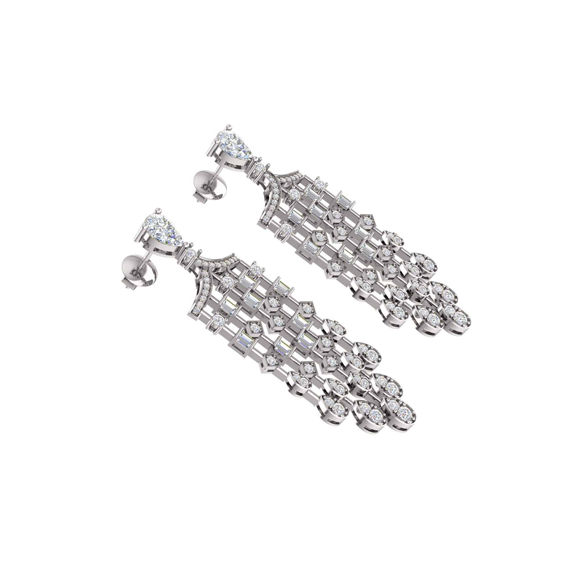 RKC 925 Sterling Silver Drop Dangle Halo Women Earring 14k Yellow Gold Over Wt 8.00 GM Height 51.00 MM