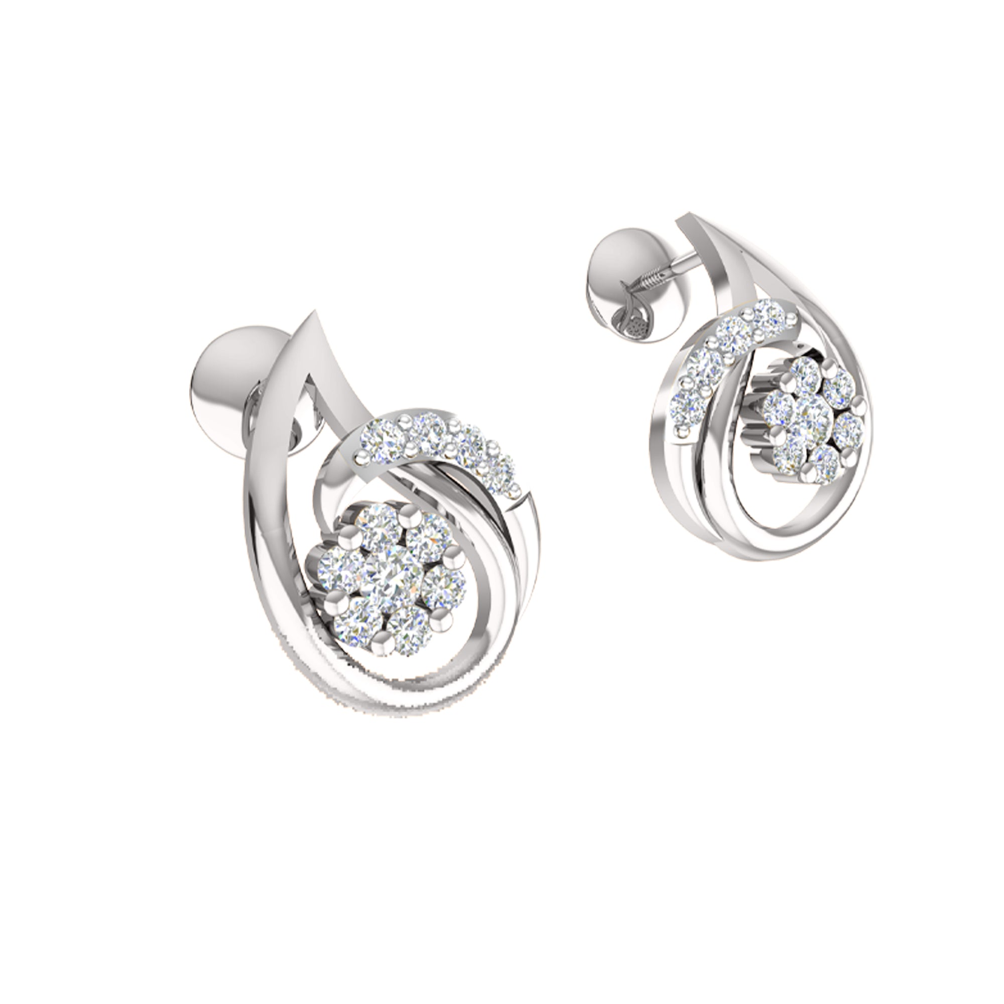 RKC 925 Perak Emas Total 0,42Ct Set Anting Liontin Moissanite Berat 5,40gm dengan Lapis Emas Mawar 14K