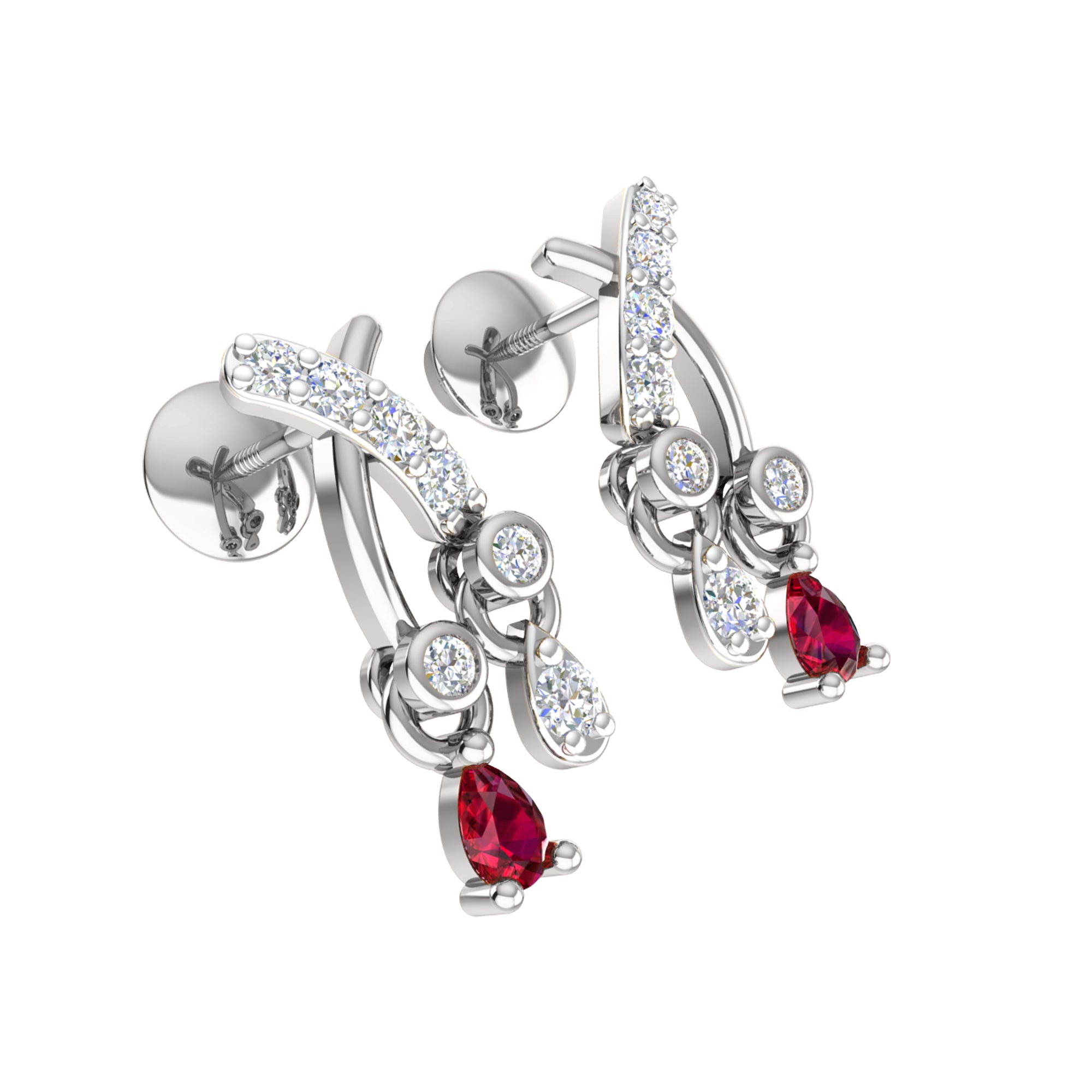 RKC 925 সিলভার গোল্ডেন মোট 0.32Ct রুবি দুল Wt 3.50gm এবং Wt কানের দুল 1.30gm সেট 14K রোজ গোল্ড প্লেটেড