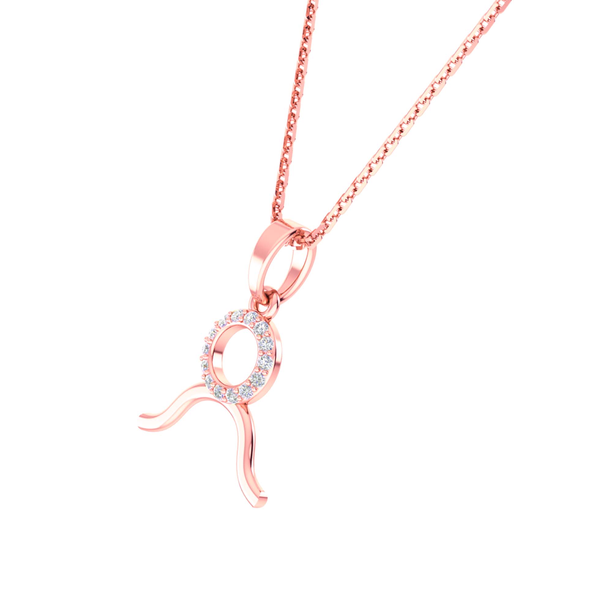 RKC Golden Cubic Zirconia With Chain Zodiac Pendant Necklace