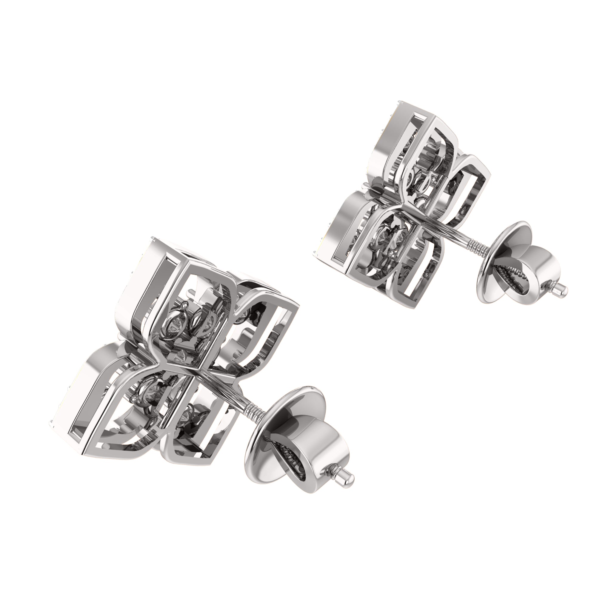 RKC 925 Sterling Silver Daily Wear Girl's Floral Stud Women Earring 14k Yellow Over Product Wt 2.80 GM Height 14.70 MM