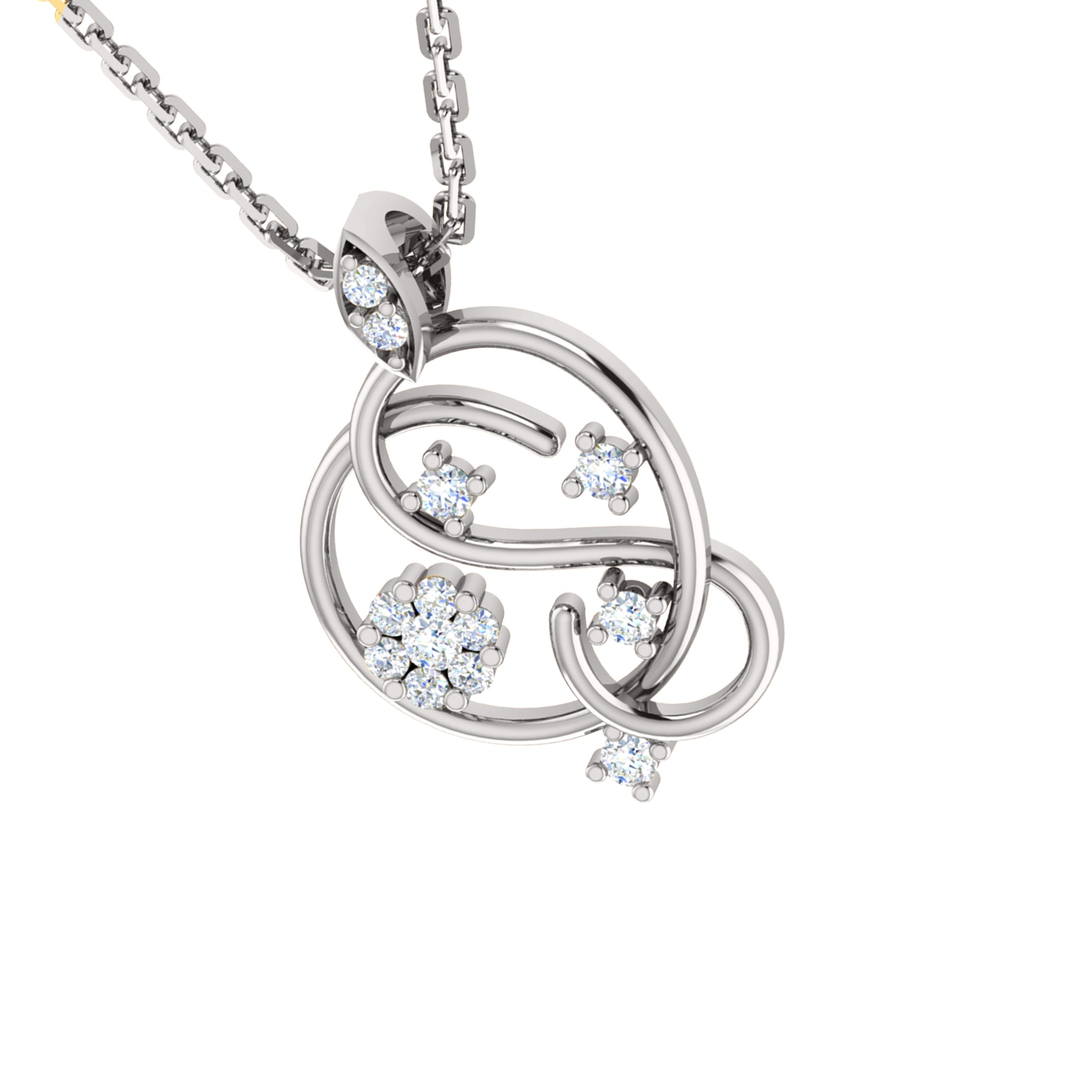 RKC 925 સિલ્વર ગોલ્ડન ટોટલ 0.32Ct મોઈસાનાઈટ પેન્ડન્ટ Wt 3.70gm અને Wt એરિંગ 1.80gm સેટ 14K યલો ગોલ્ડ પ્લેટેડ સાથે