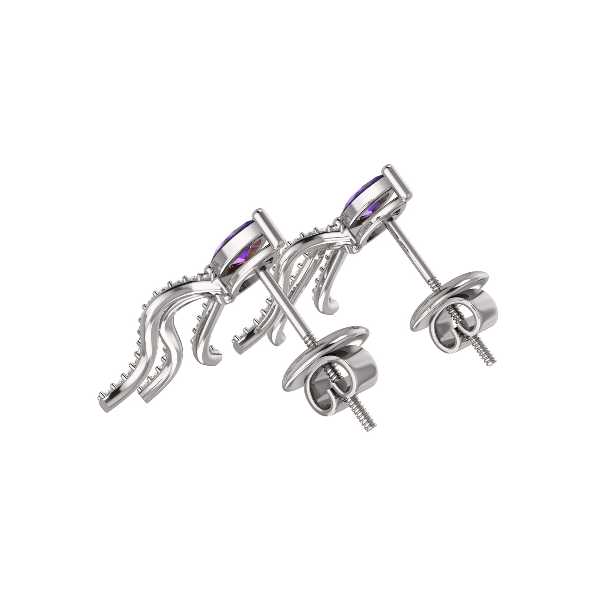 RKC 925 فضة استرليني قطرة الجمشت للنساء حلق 14 قيراط أصفر فوق وزن 2.80 قيراط ارتفاع 19.50 ملم