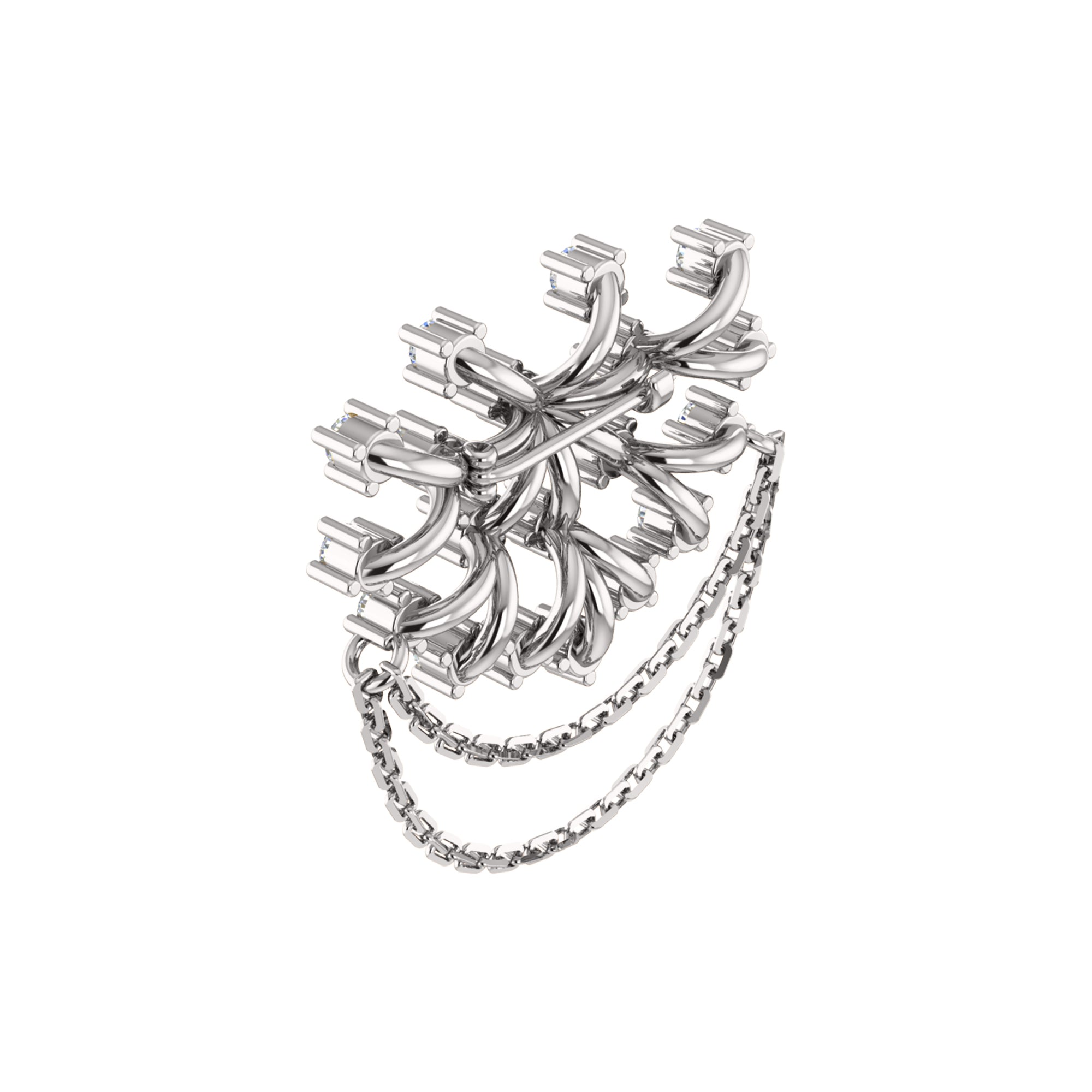 RKC Moissanite 925 Sterling Silve Brooch 14K Yellow Gold Plated Product Wt 3.00 GM Height 23.00 MM