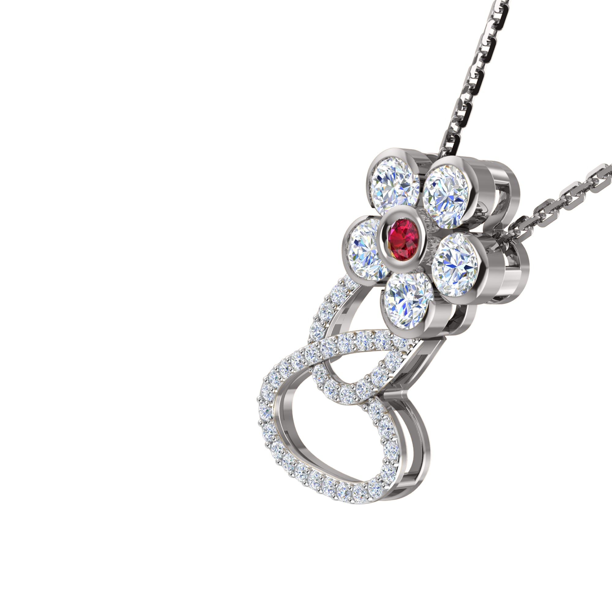 RKC 1.65Ct ময়সানাইট ফুলের দুল 925 সিলভার জুয়েলারী 14K রোজ গোল্ড প্লেটেড Wt 4.90gm উচ্চতা 26.00mm