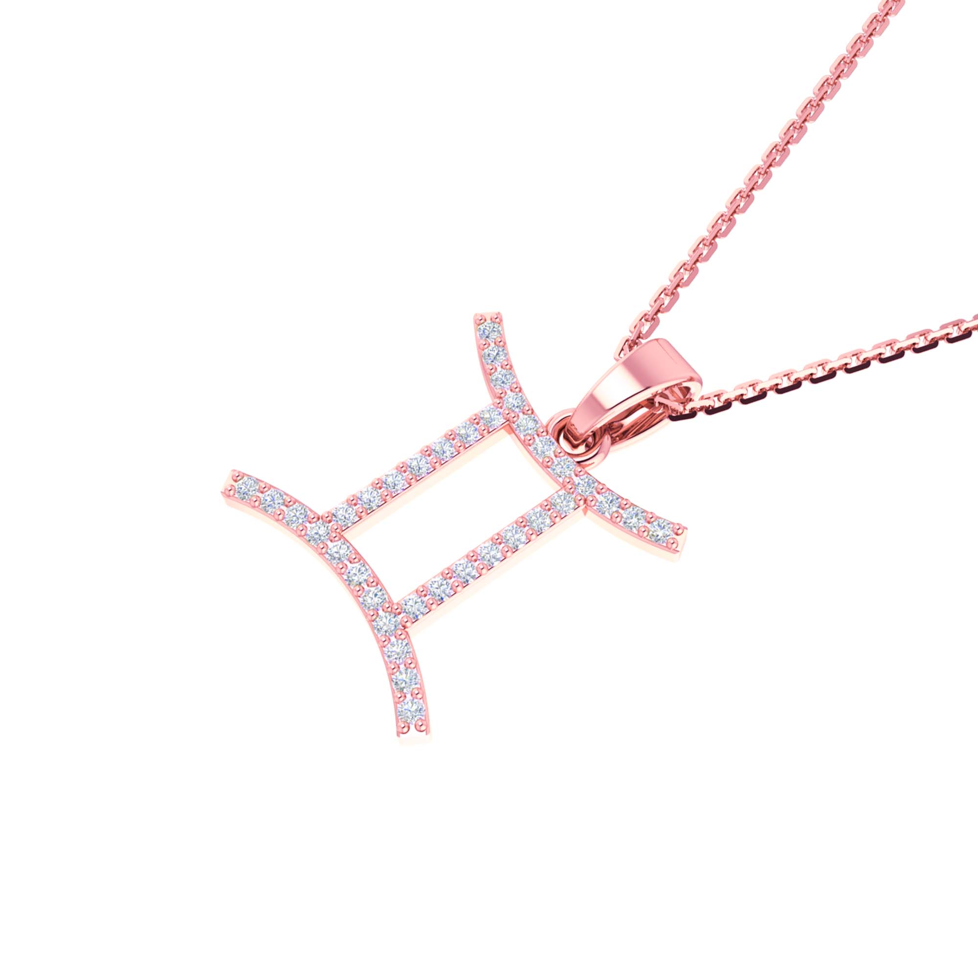 RKC Yellow Gold Plated Gemini Horoscope Cubic Zirconia Pendant Necklace